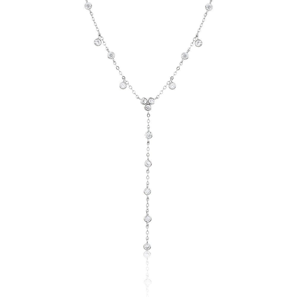 שרשרת כסף עניבה עם אבנים תלויות