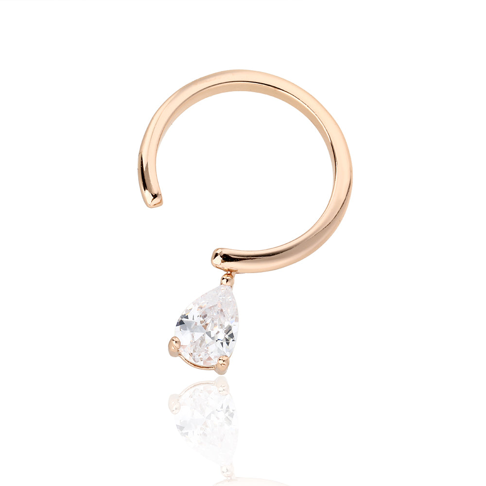 טבעת רוזגולד לזרת עם אבן תלויה