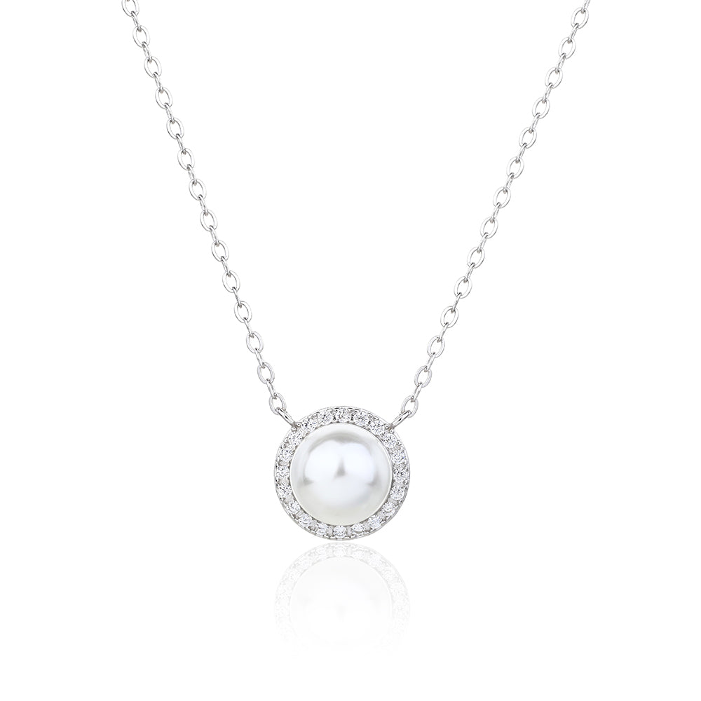 שרשרת כסף משובצת פנינה