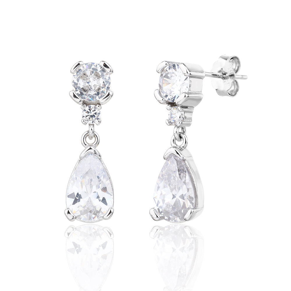 עגיל כסף טיפה עם אבן