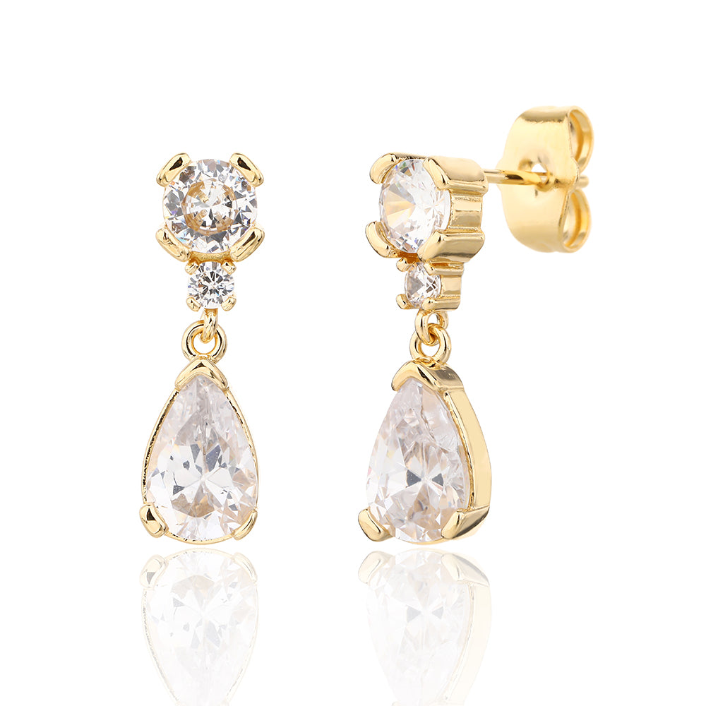 עגיל זהב טיפה עם אבן