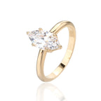 טבעת זהב אליפסה שפיצית