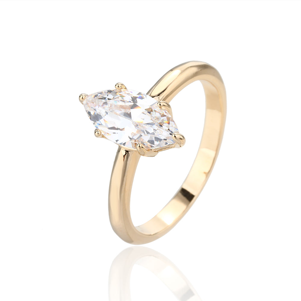 טבעת זהב אליפסה שפיצית