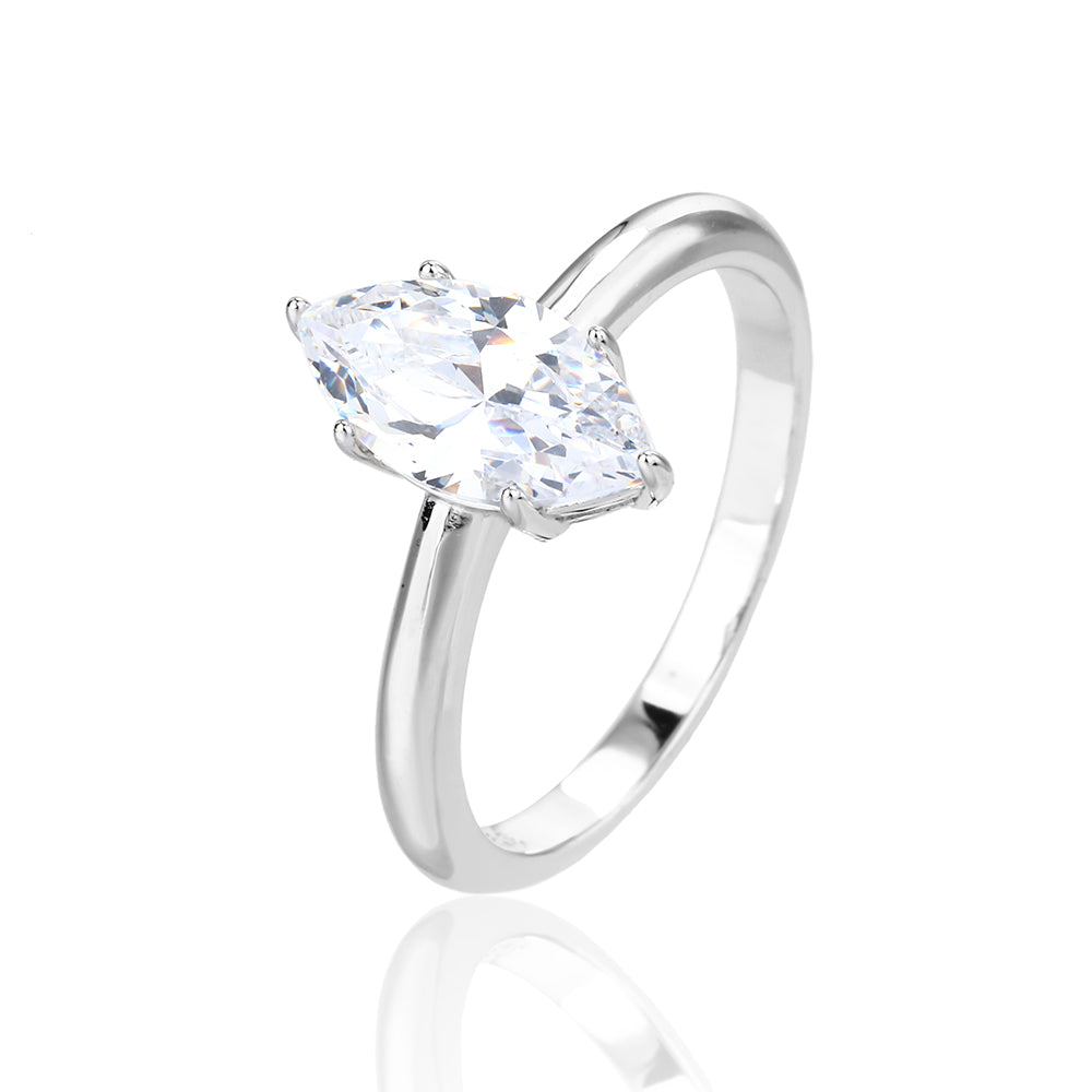 טבעת כסף אליפסה שפיצית