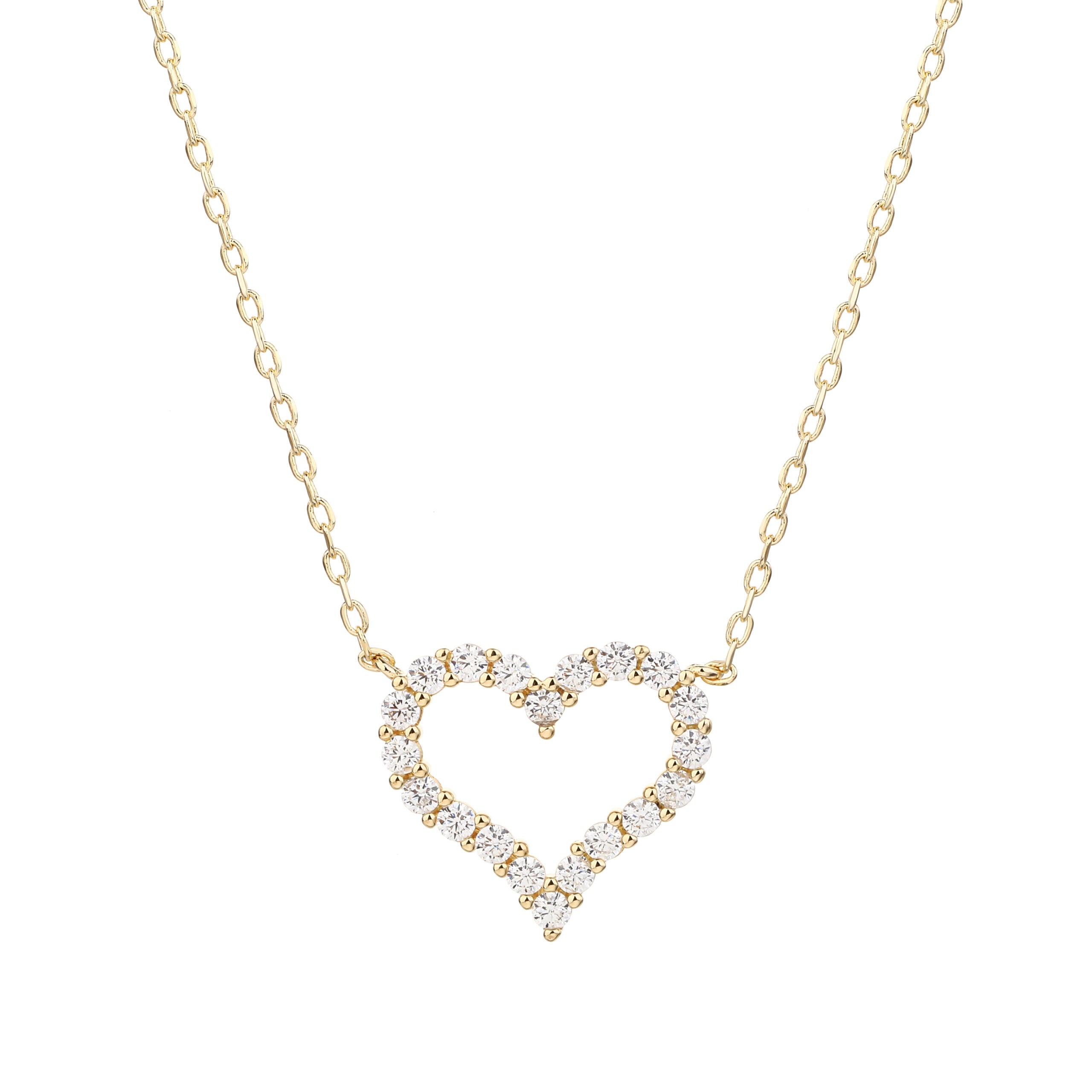 שרשרת זהב לב משובצת