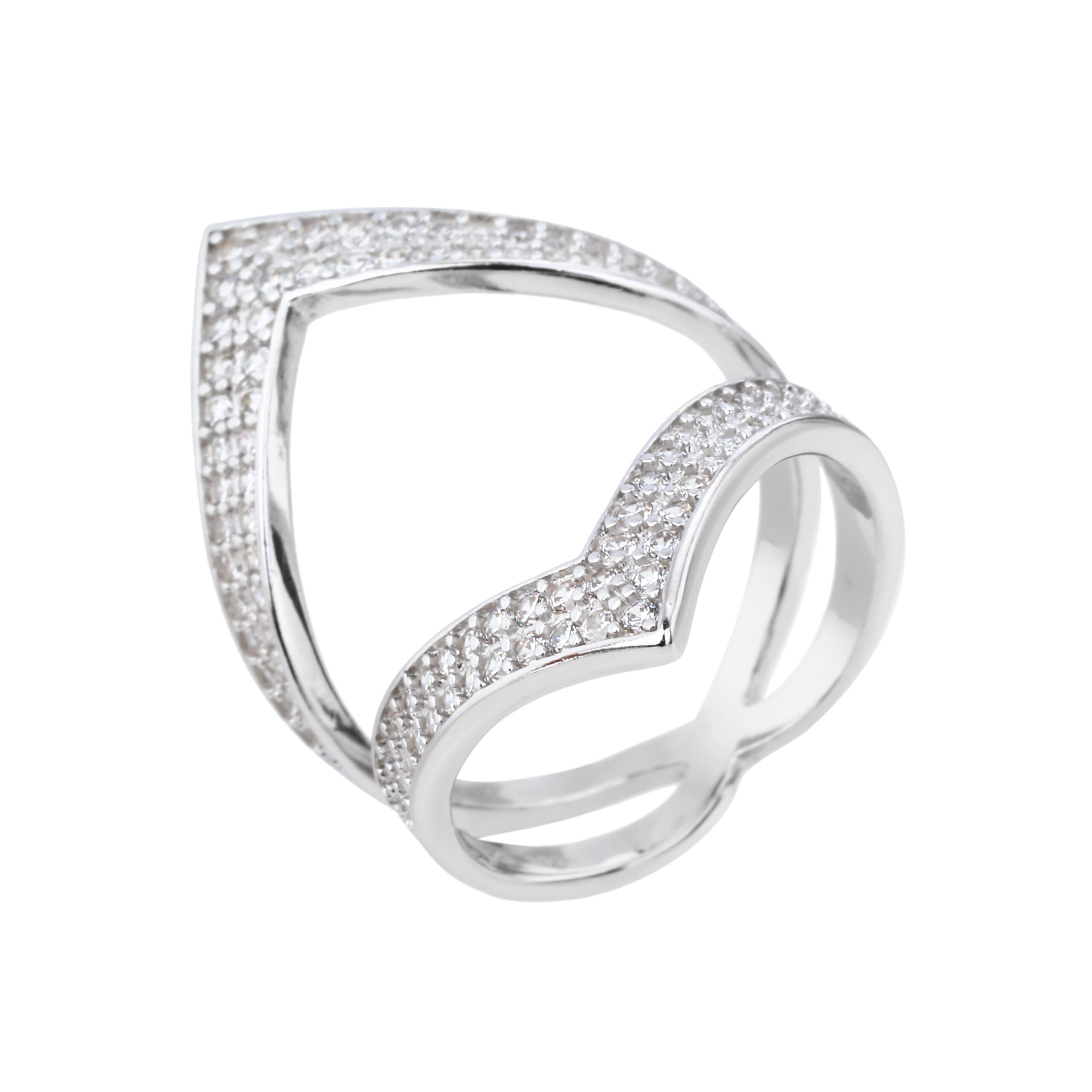 טבעת כסף צורת כתק משובצת