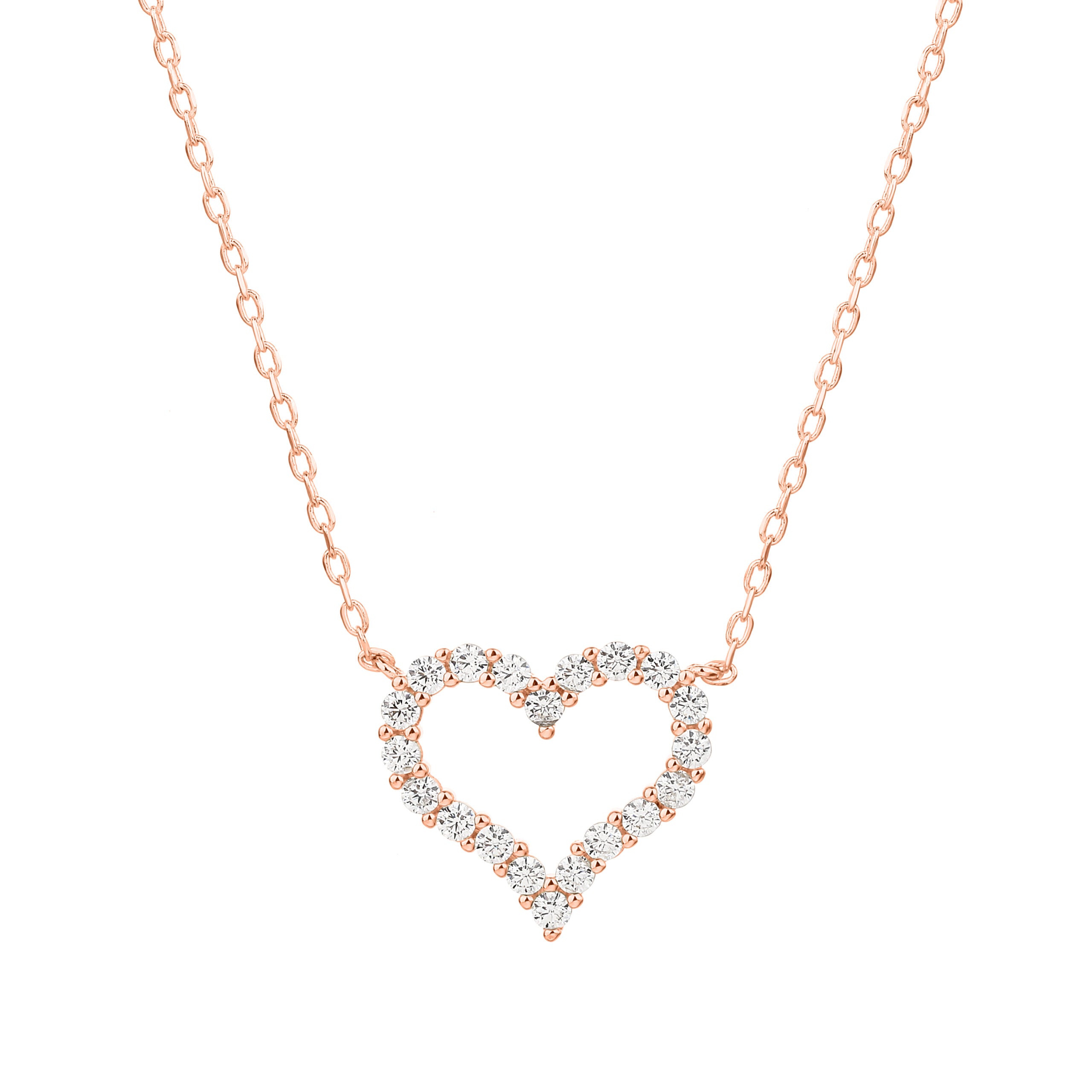 שרשרת רוזגולד לב משובצת