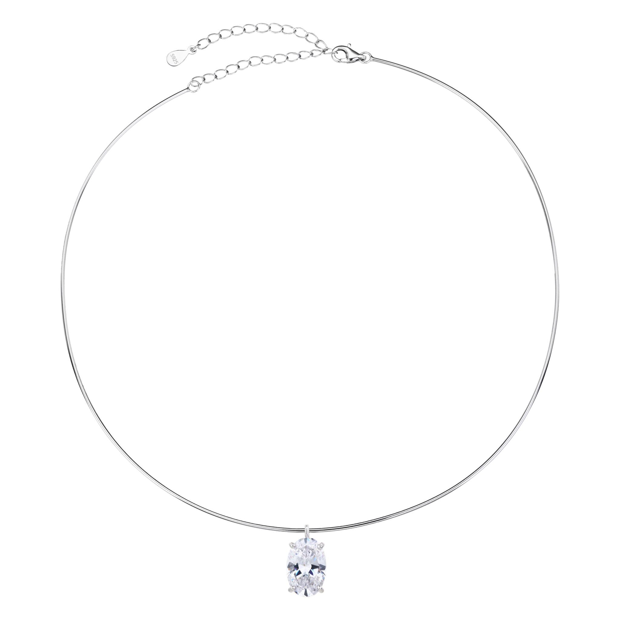 שרשרת כסף קשיחה אבן אליפסה