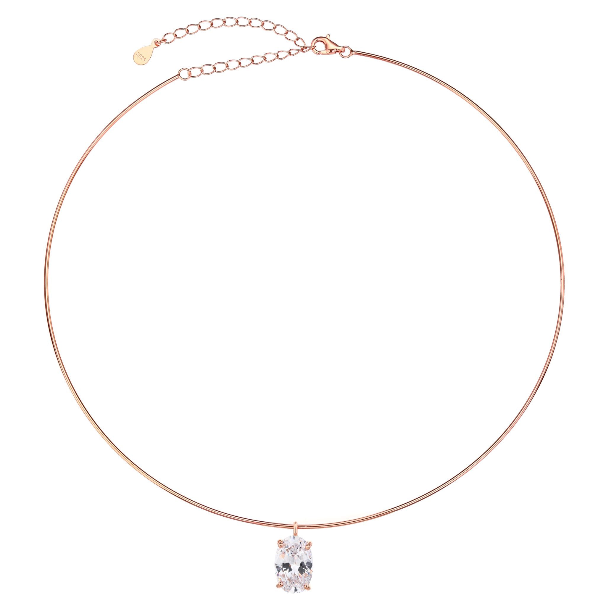 שרשרת רוזגולד קשיחה אבן אליפסה