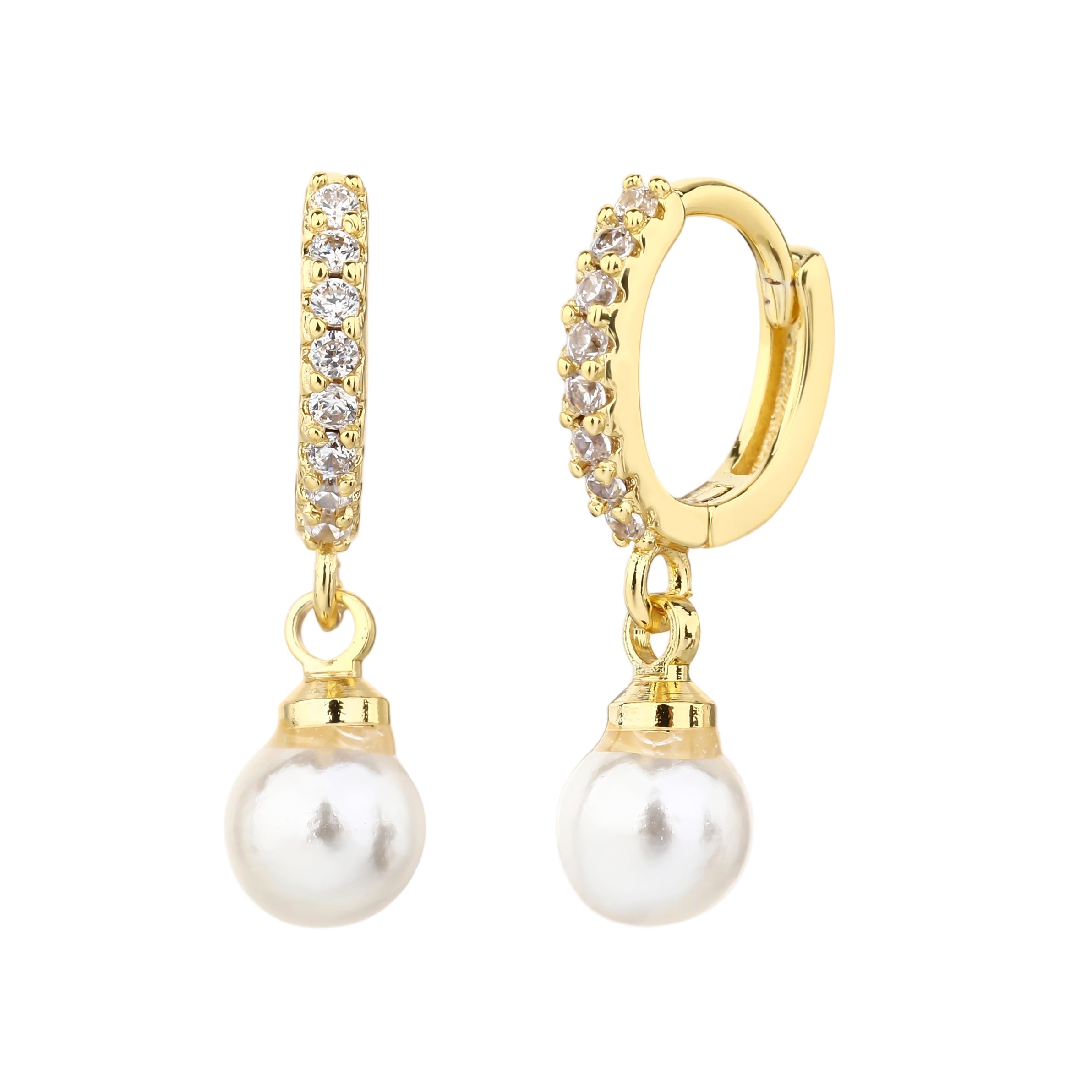 עגיל זהב עם פנינה תלויה