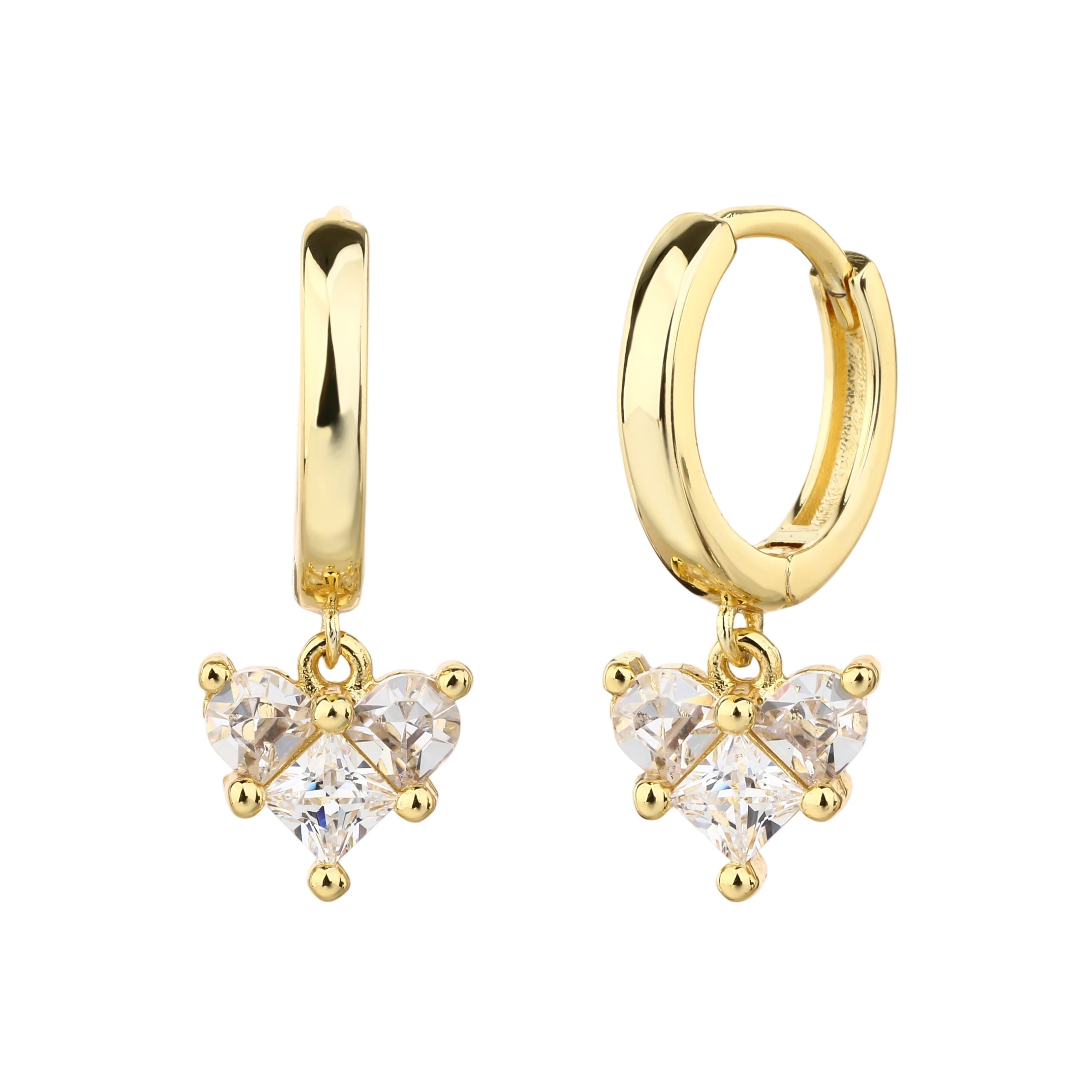 עגיל זהב לב תלוי