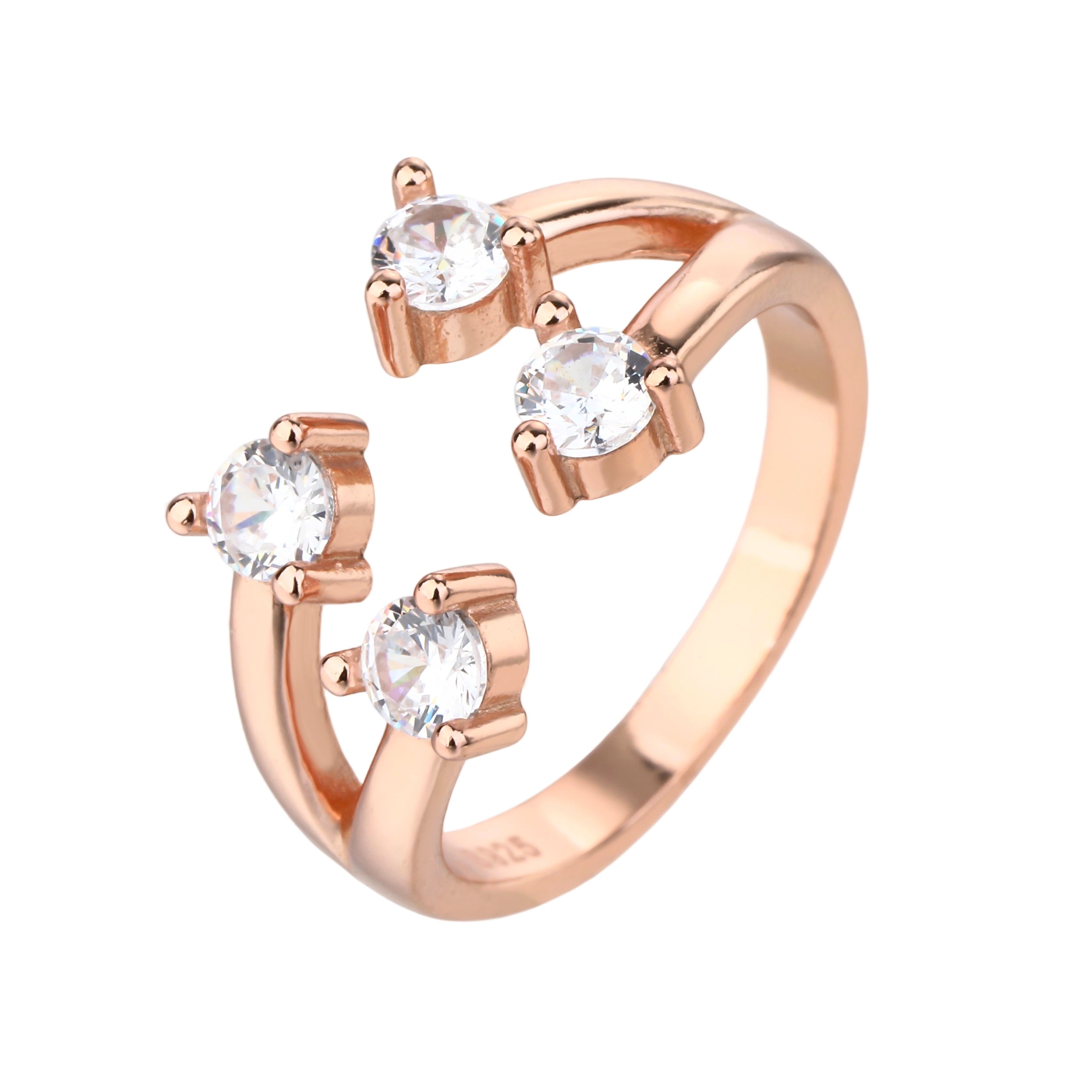טבעת רוזגולד ארבע אבנים