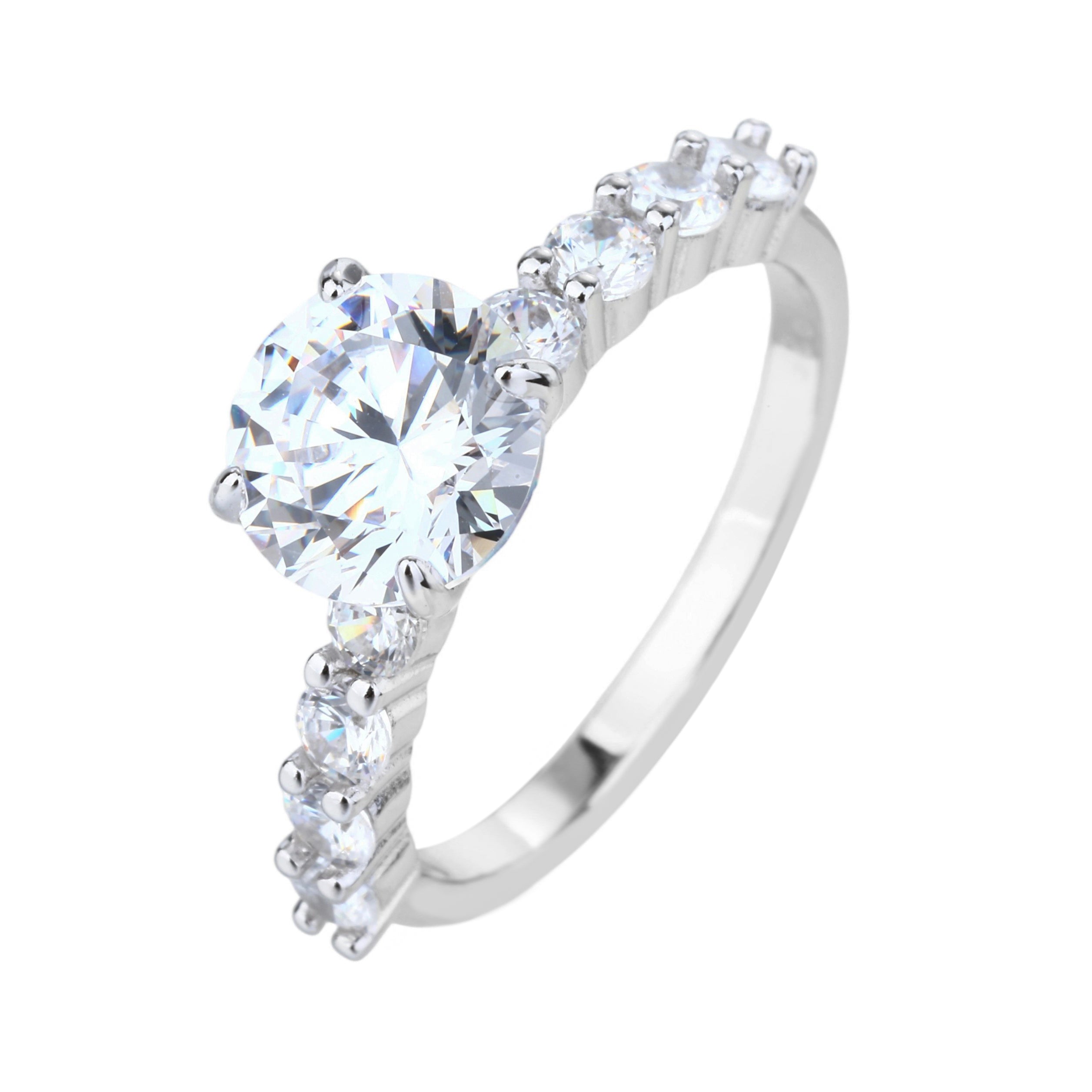 טבעת כסף צורת יהלום משובצת