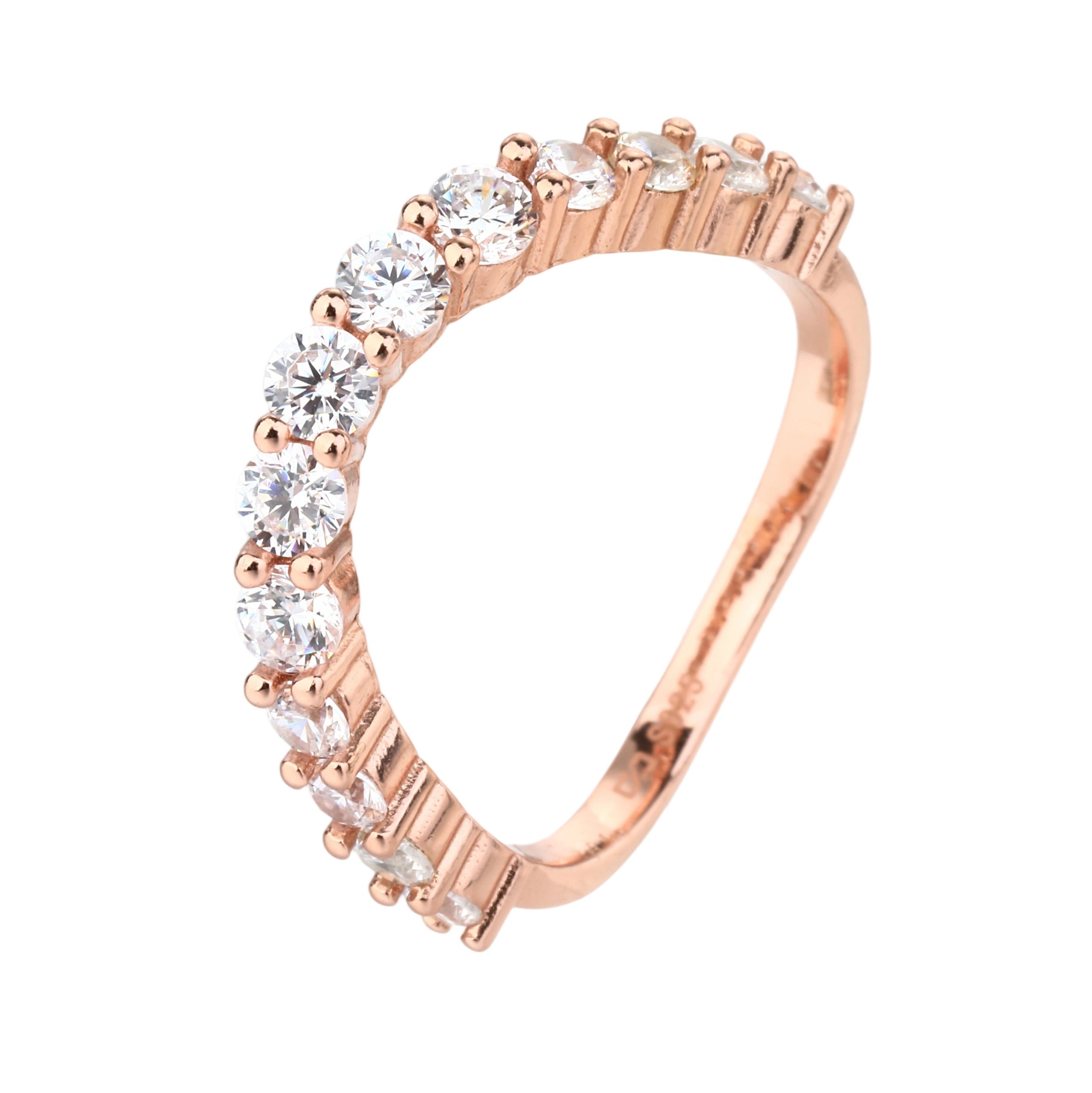 טבעת רוזגולד שיבוץ אבנים קטנות