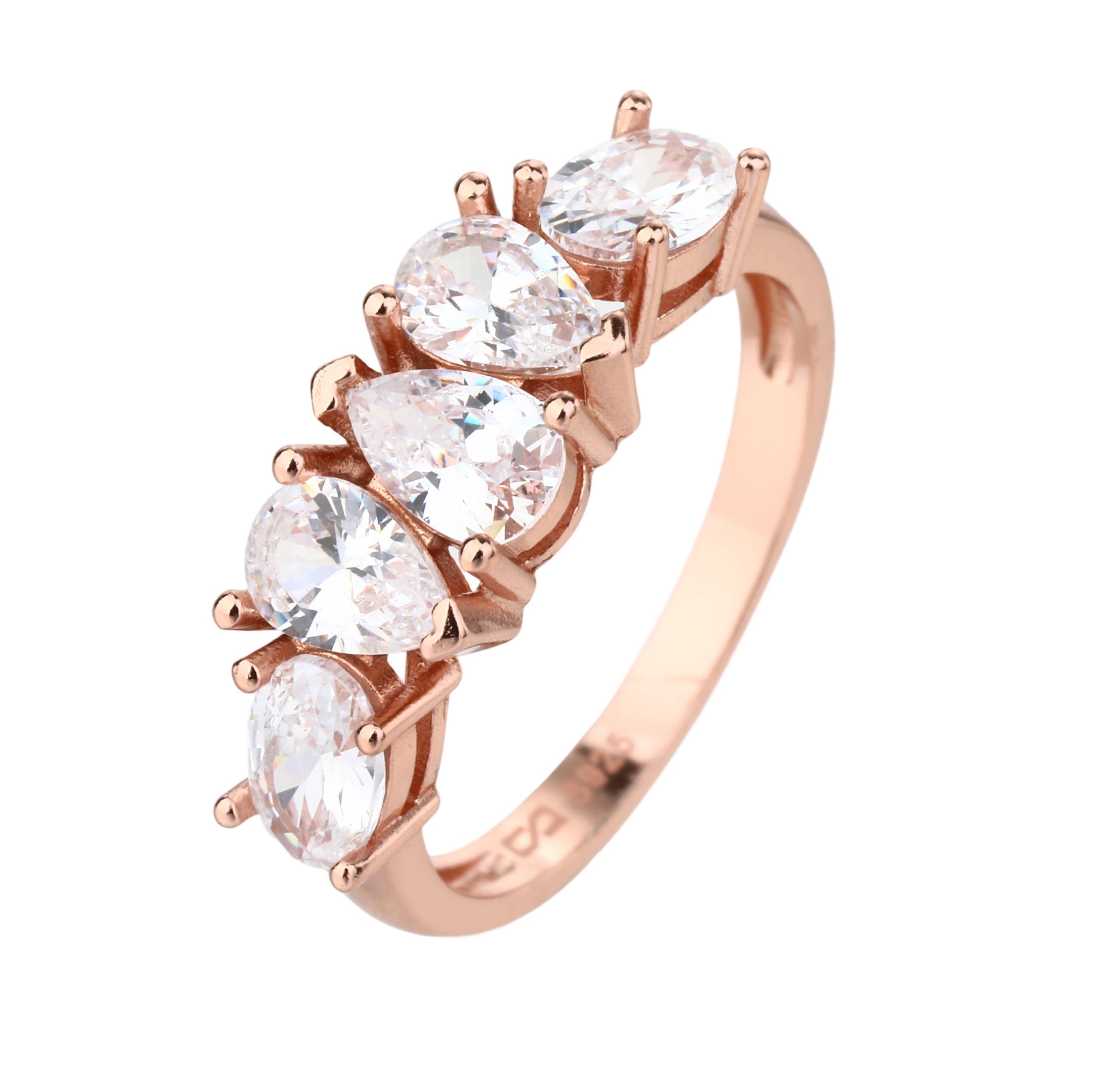 טבעת רוזגולד אבנים משולבות