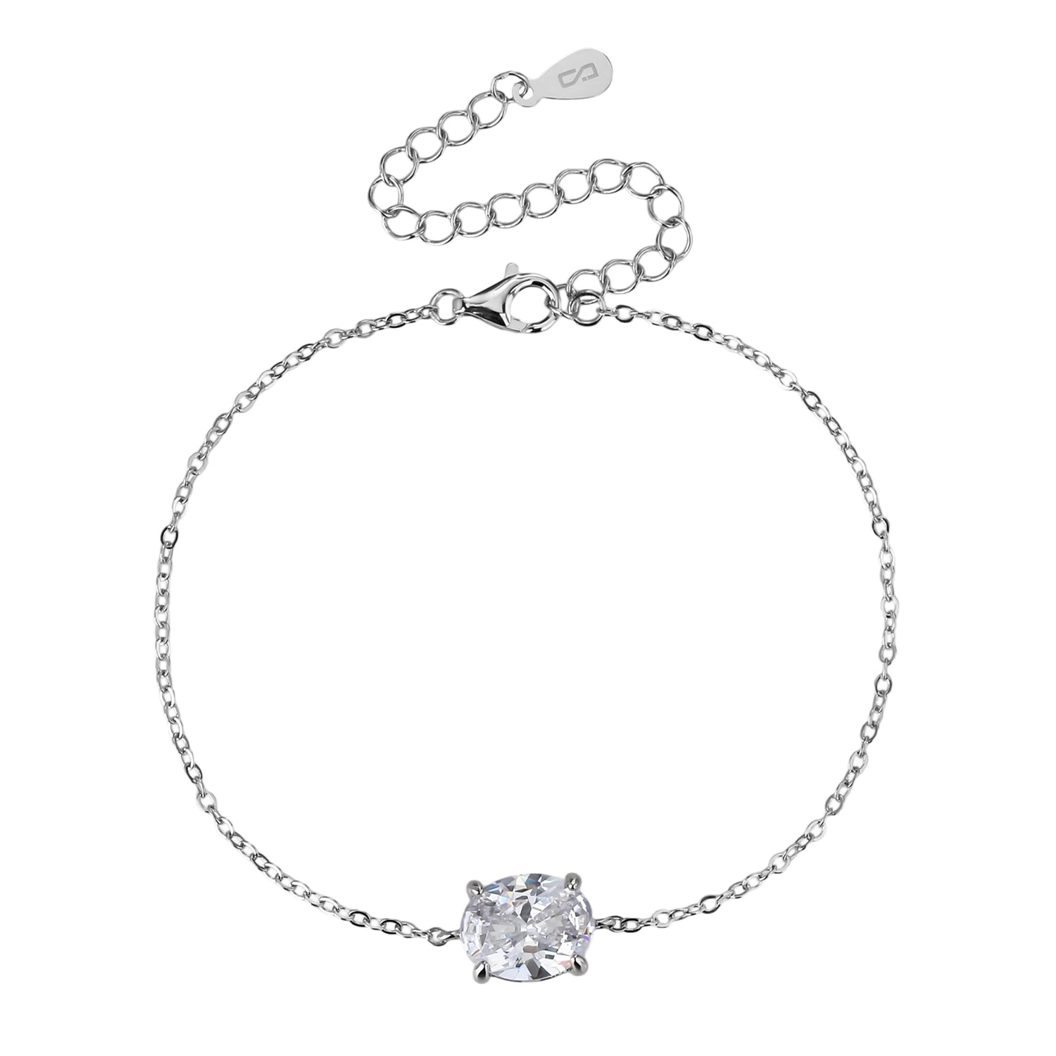 צמיד כסף עם אבן מרובעת