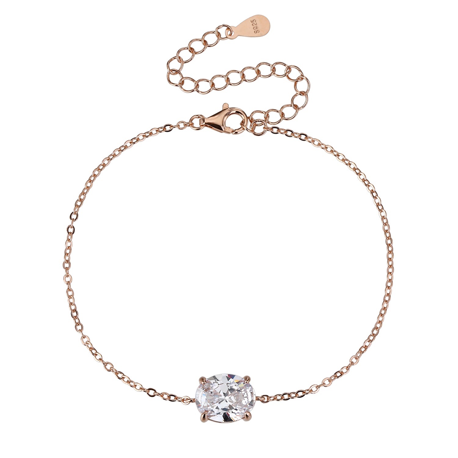 צמיד רוזגולד עם אבן מרובעת