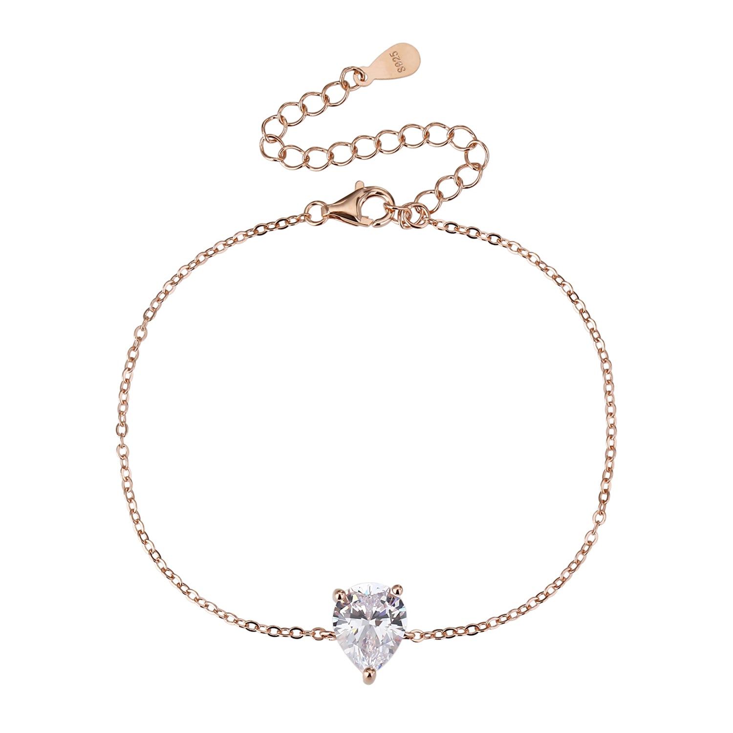 צמיד רוזגולד אבן אליפסה שרשרת דקה