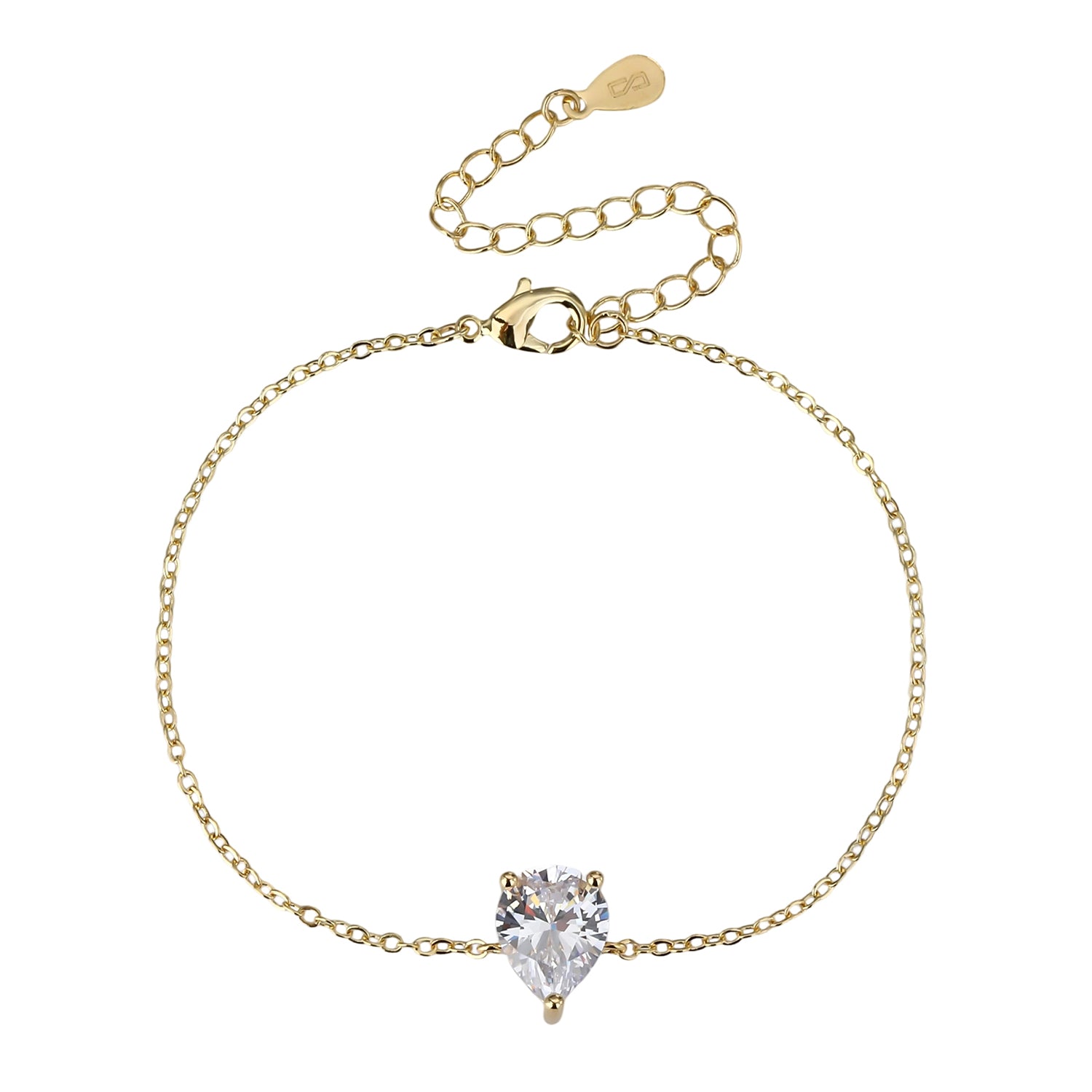 צמיד זהב אבן אליפסה שרשרת דקה