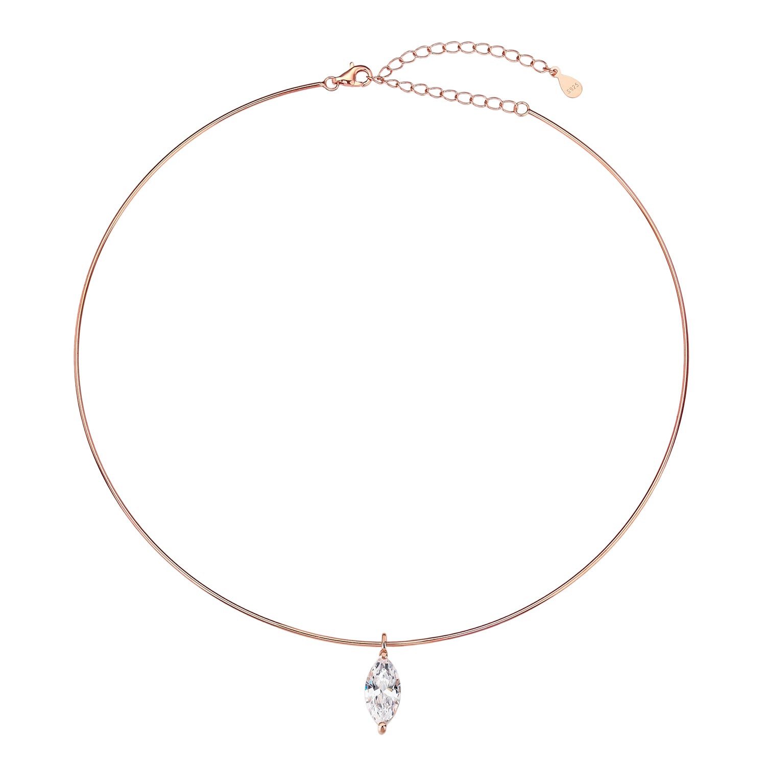 שרשרת רוזגולד קשיחה אבן מרקיז