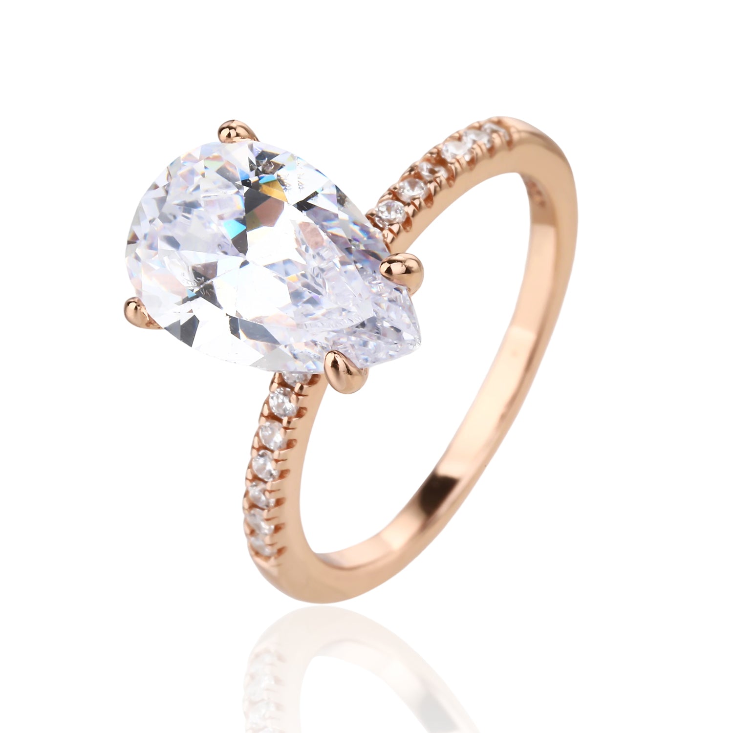 טבעת רוזגולד טיפה עם שיבוץ