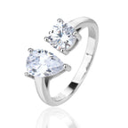 טבעת כסף אבן טיפה וריבוע