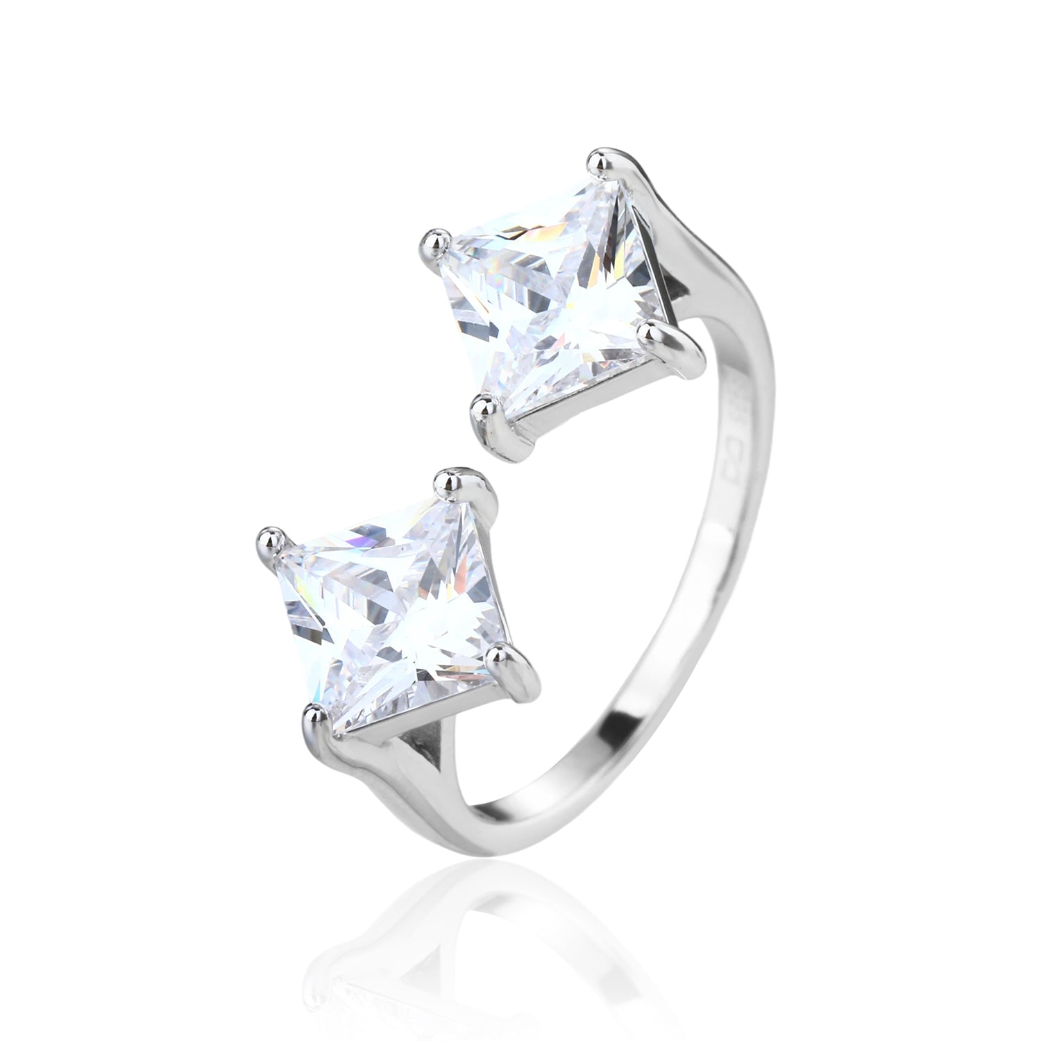 טבעת כסף אבנים מרובעות