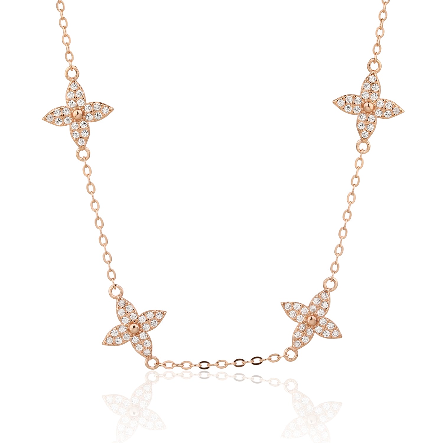 שרשרת רוזגולד פרחים קטנים