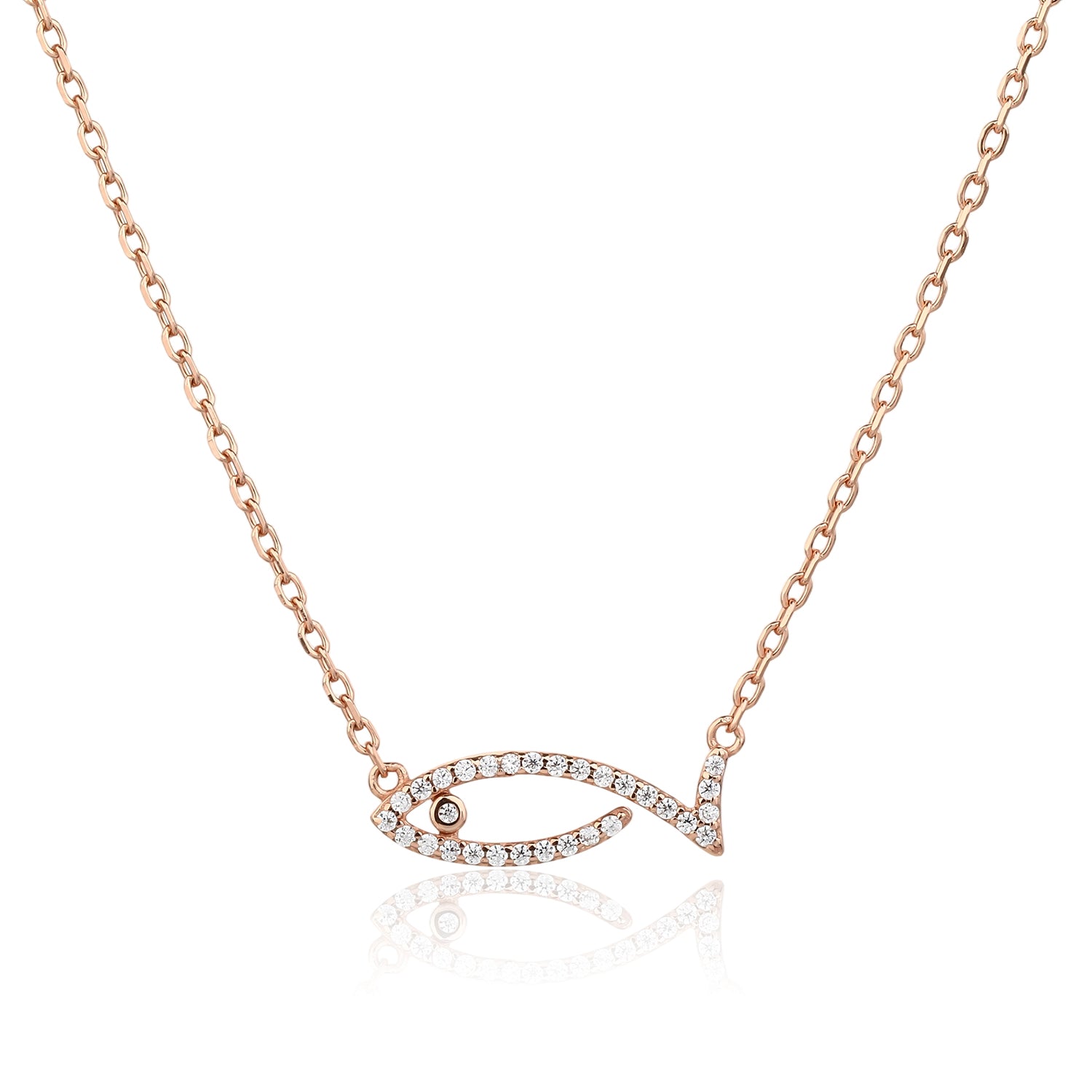 שרשרת דג רוזגולד משובץ