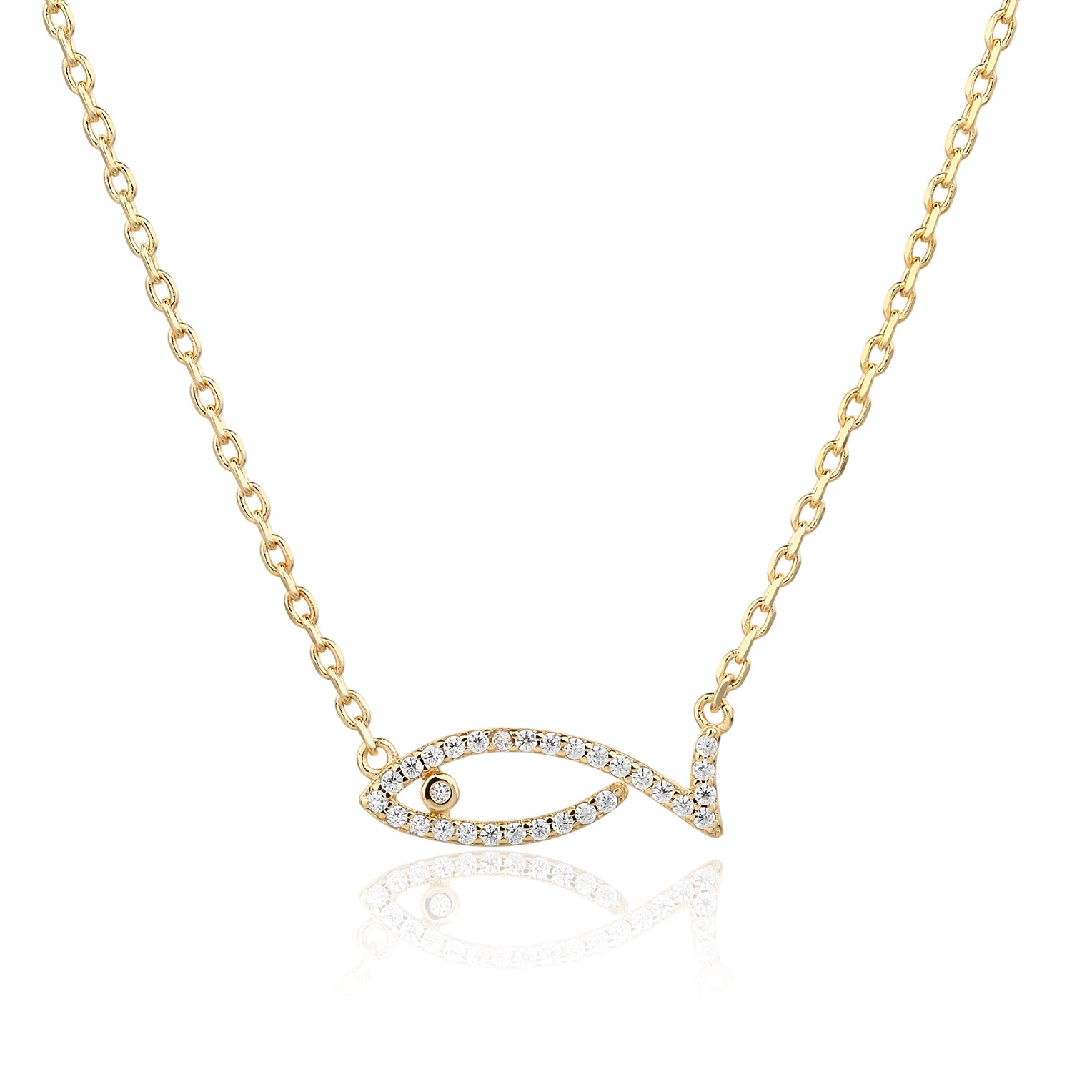 שרשרת דג זהב משובץ