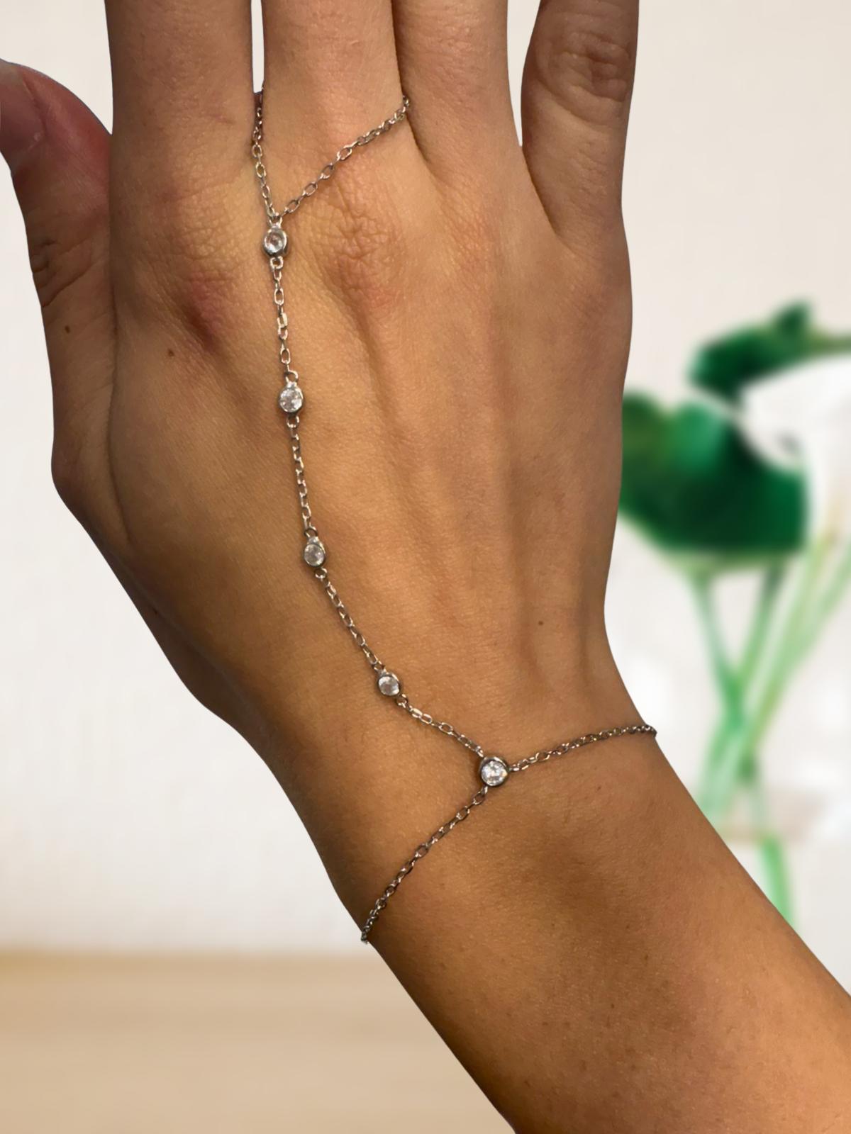 צמיד עם טבעת כסף חמש אבנים