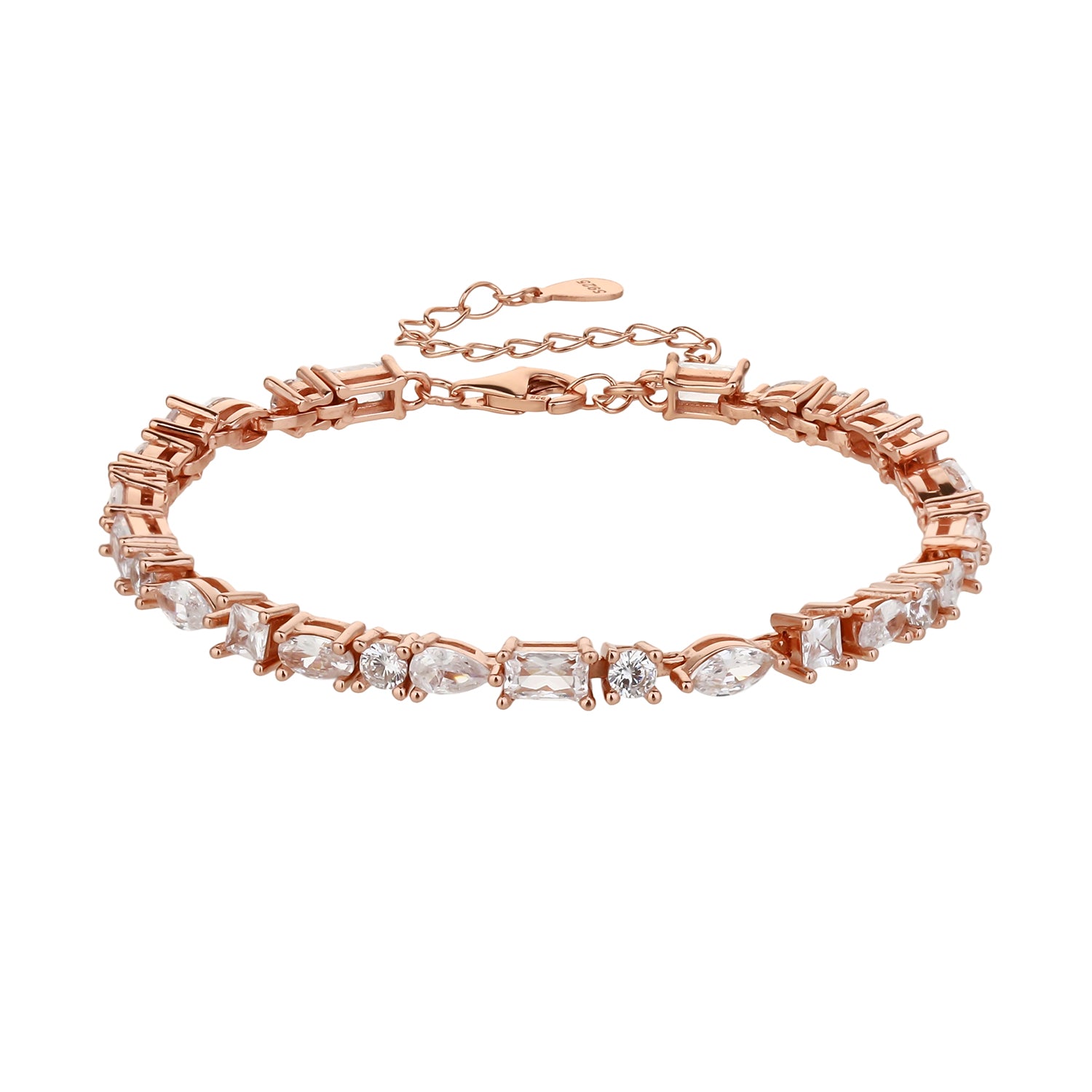 צמיד רוזגולד טניס אבנים שונות