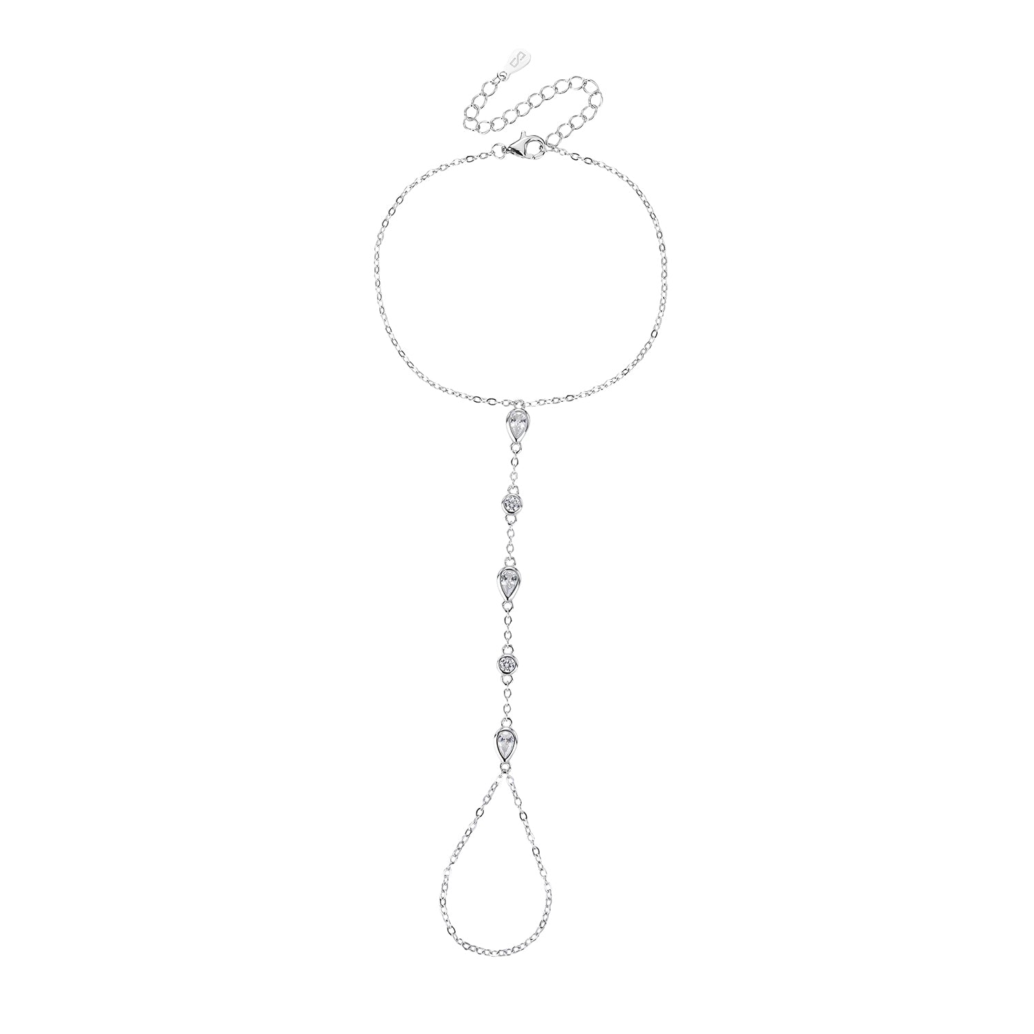 צמיד עם טבעת כסף עם אבנים עגולות