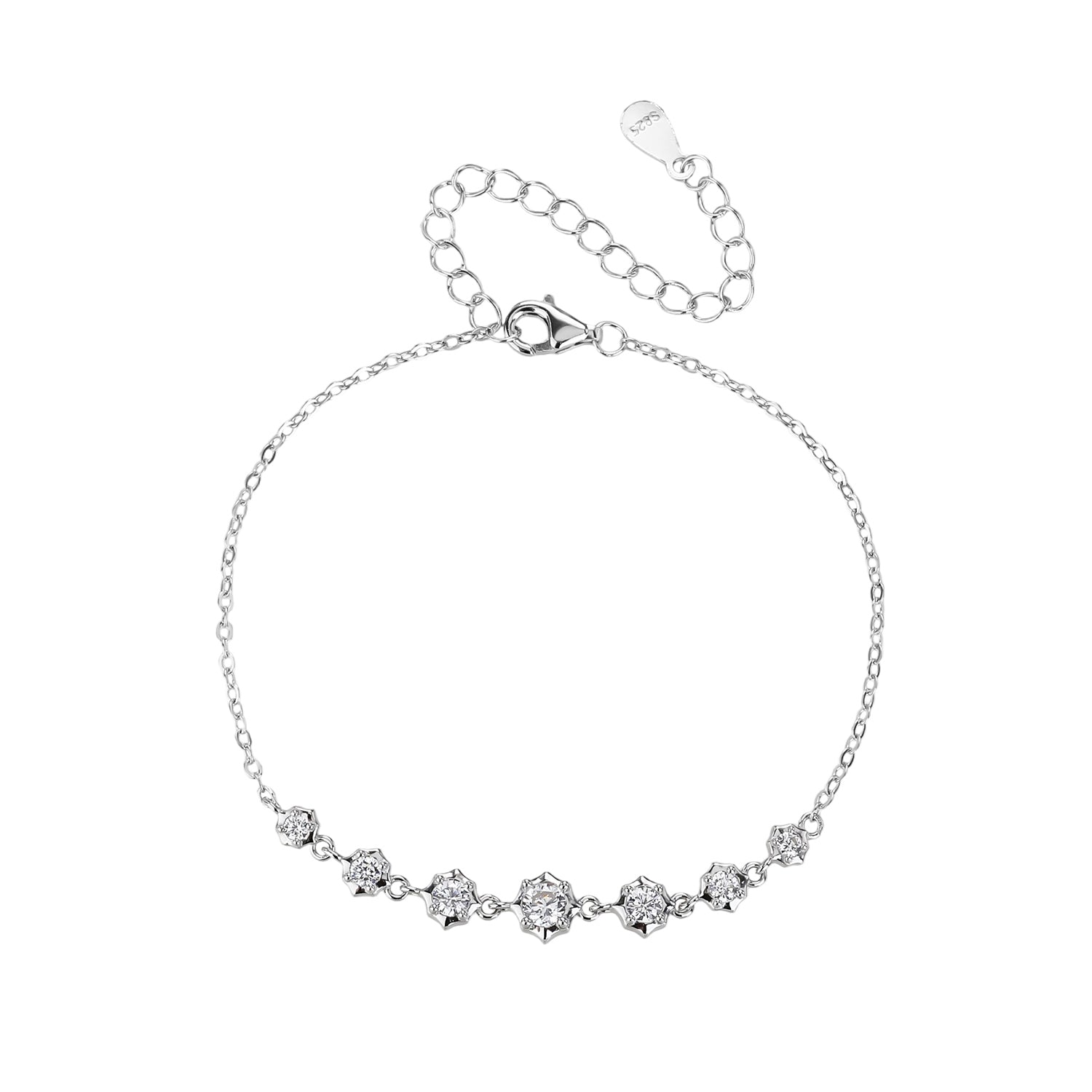 צמיד כסף משובץ אבנים קטנות