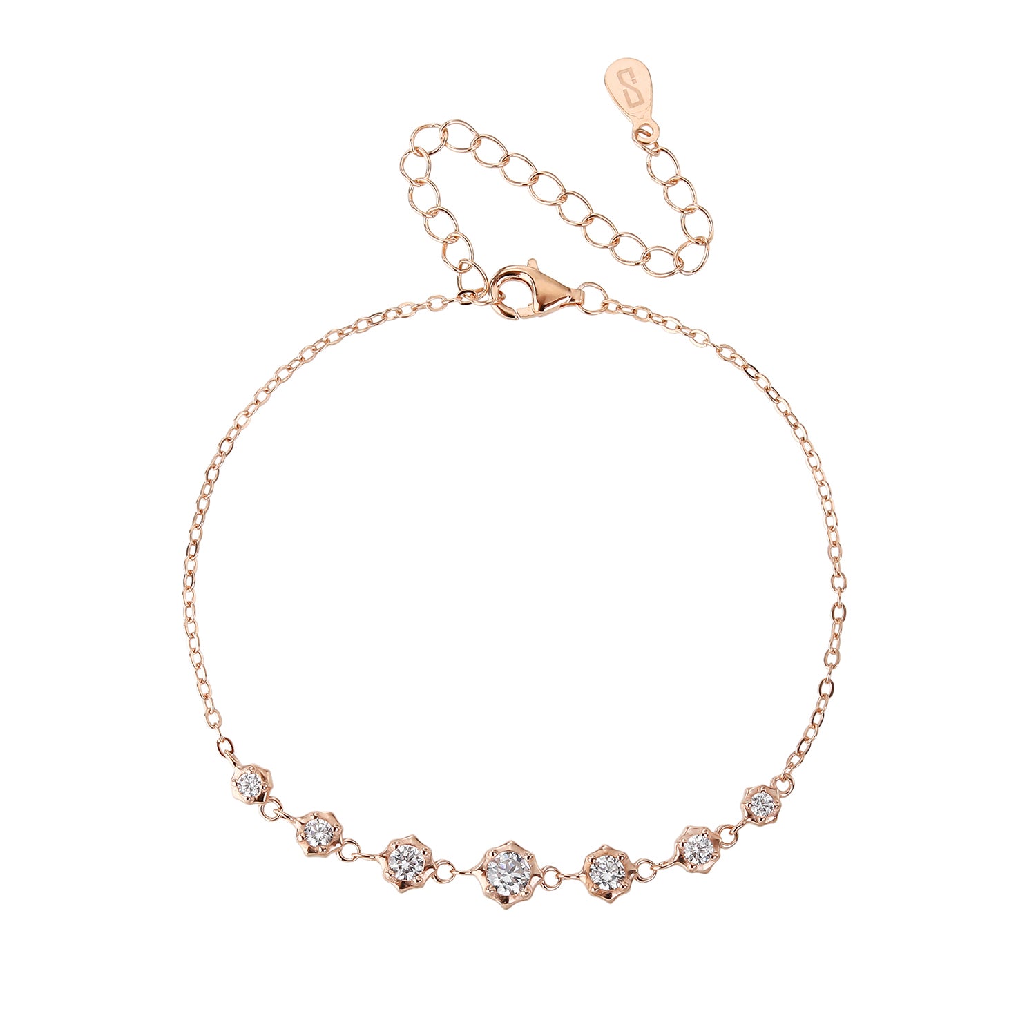 צמיד רוזגולד משובץ אבנים קטנות