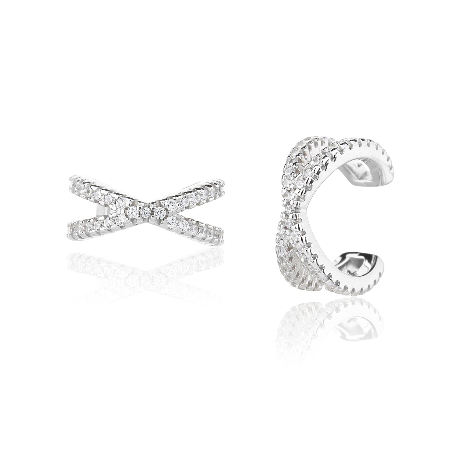 עגיל כסף צמוד ללא צורך בחור משובץ