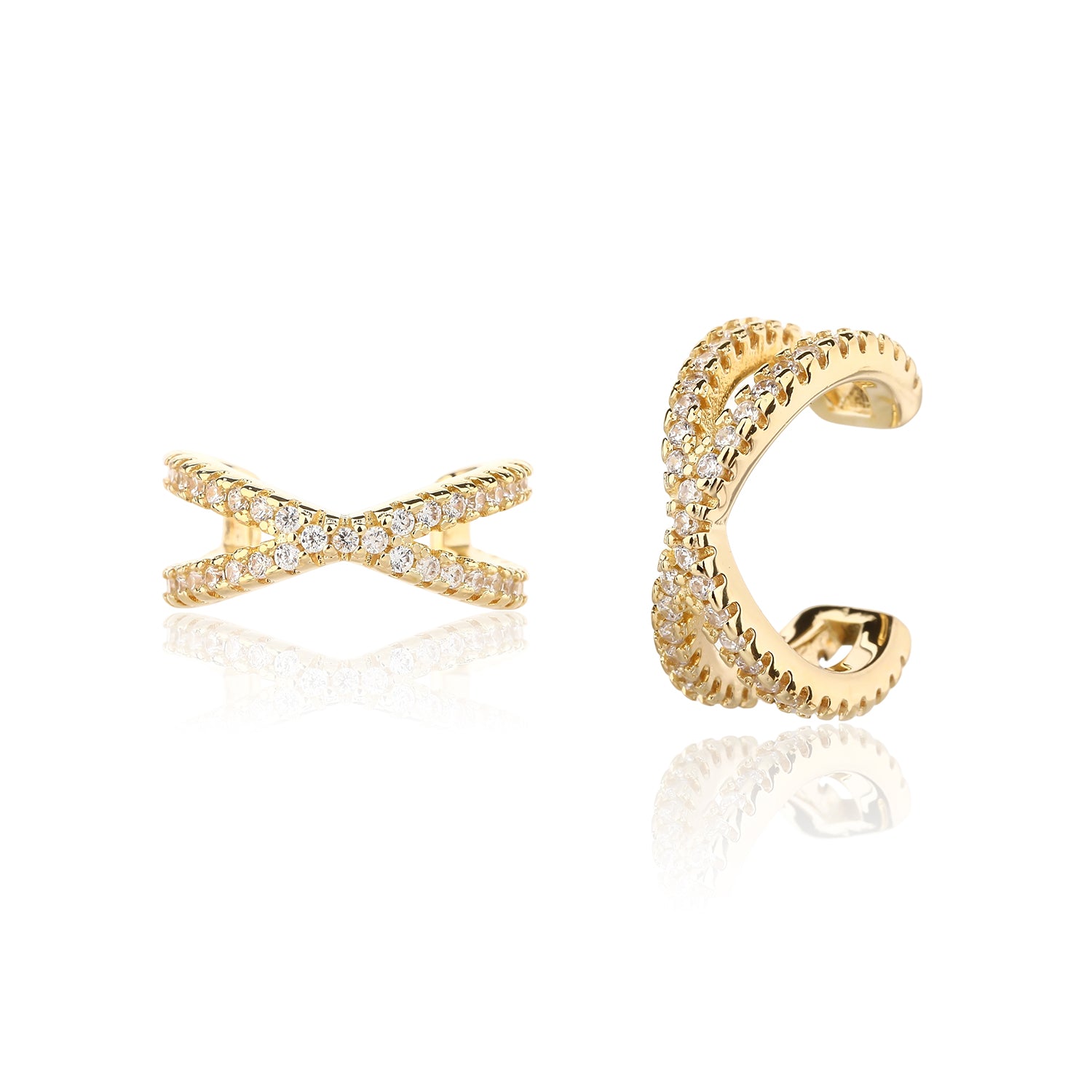 עגיל זהב צמוד ללא צורך בחור משובץ