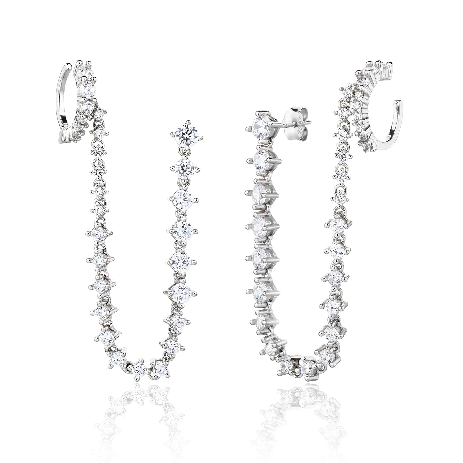 עגיל כסף משובץ אבנים