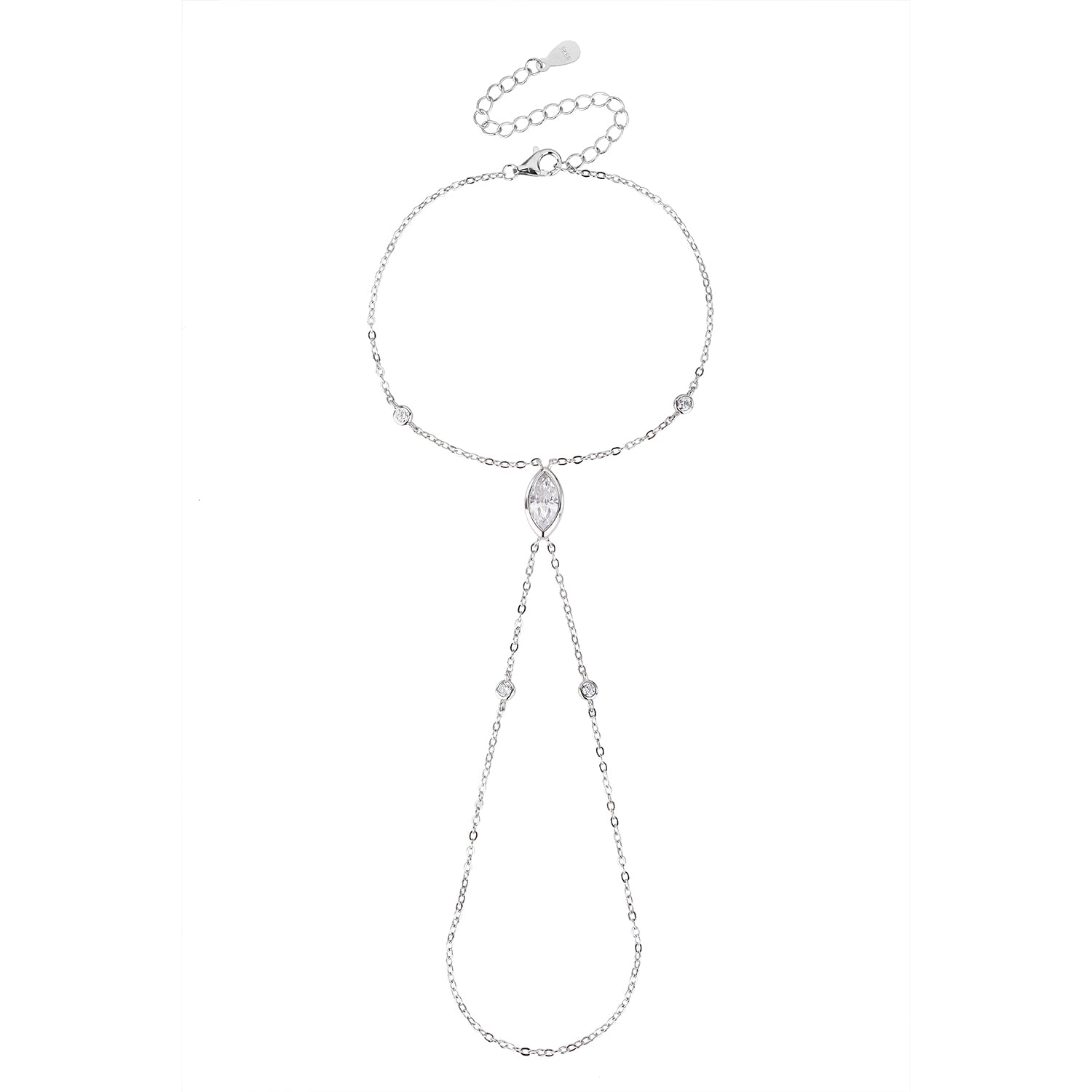 צמיד עם טבעת כסף אבן אליפסה