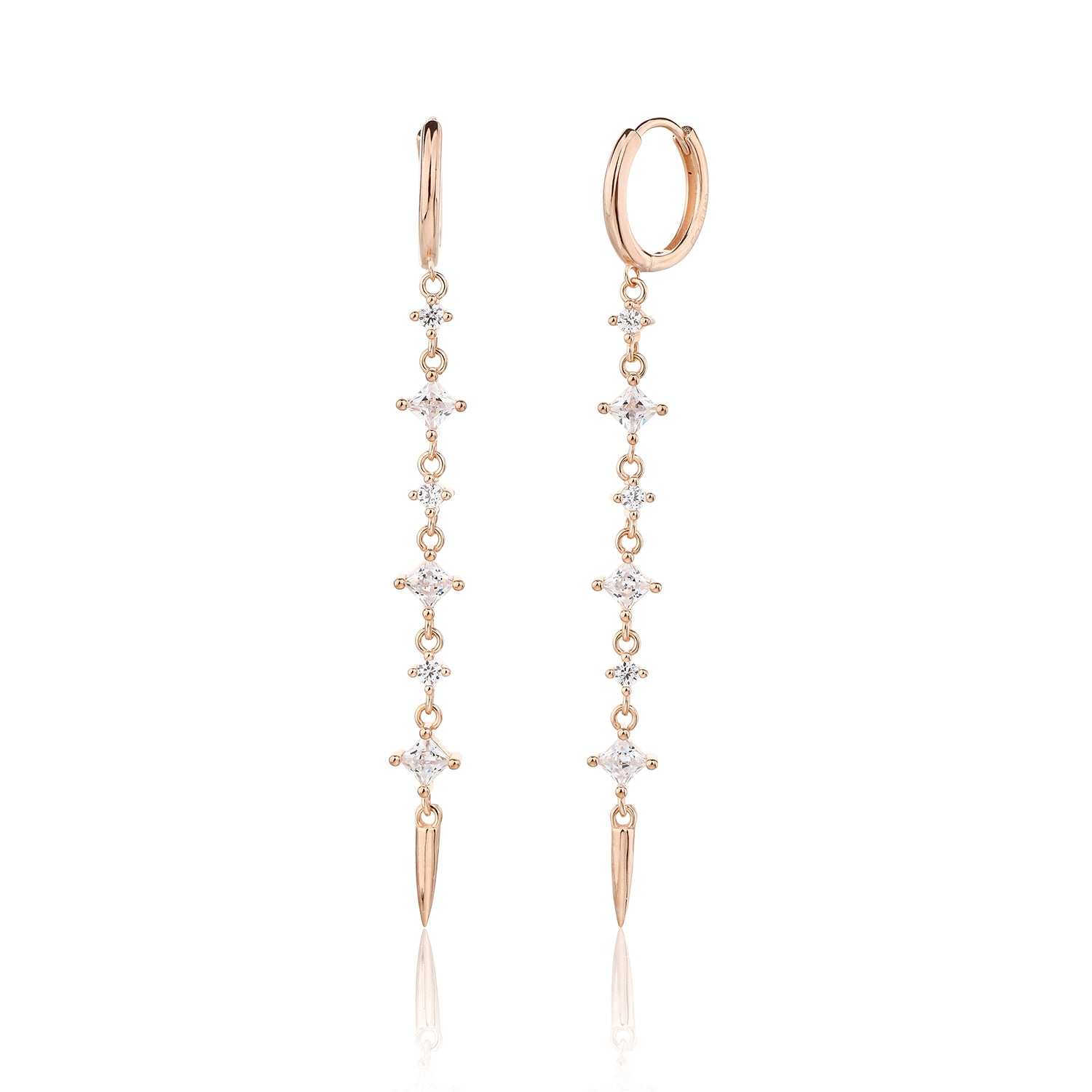 עגיל רוזגולד נופל אבנים קטנות