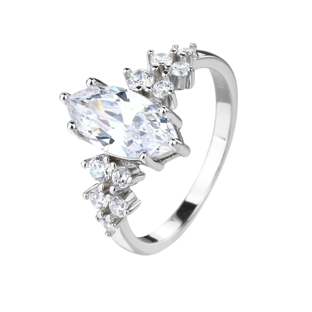 טבעת כסף אבן אליפסה גדולה משובצת