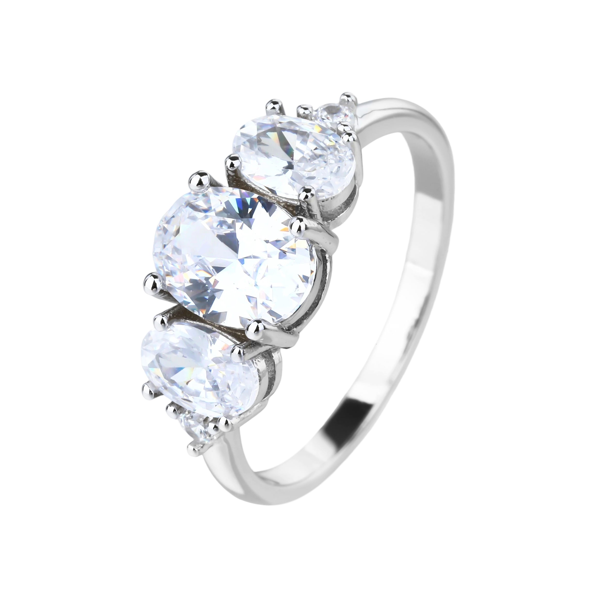 טבעת כסף שלוש אבנים אליפסה