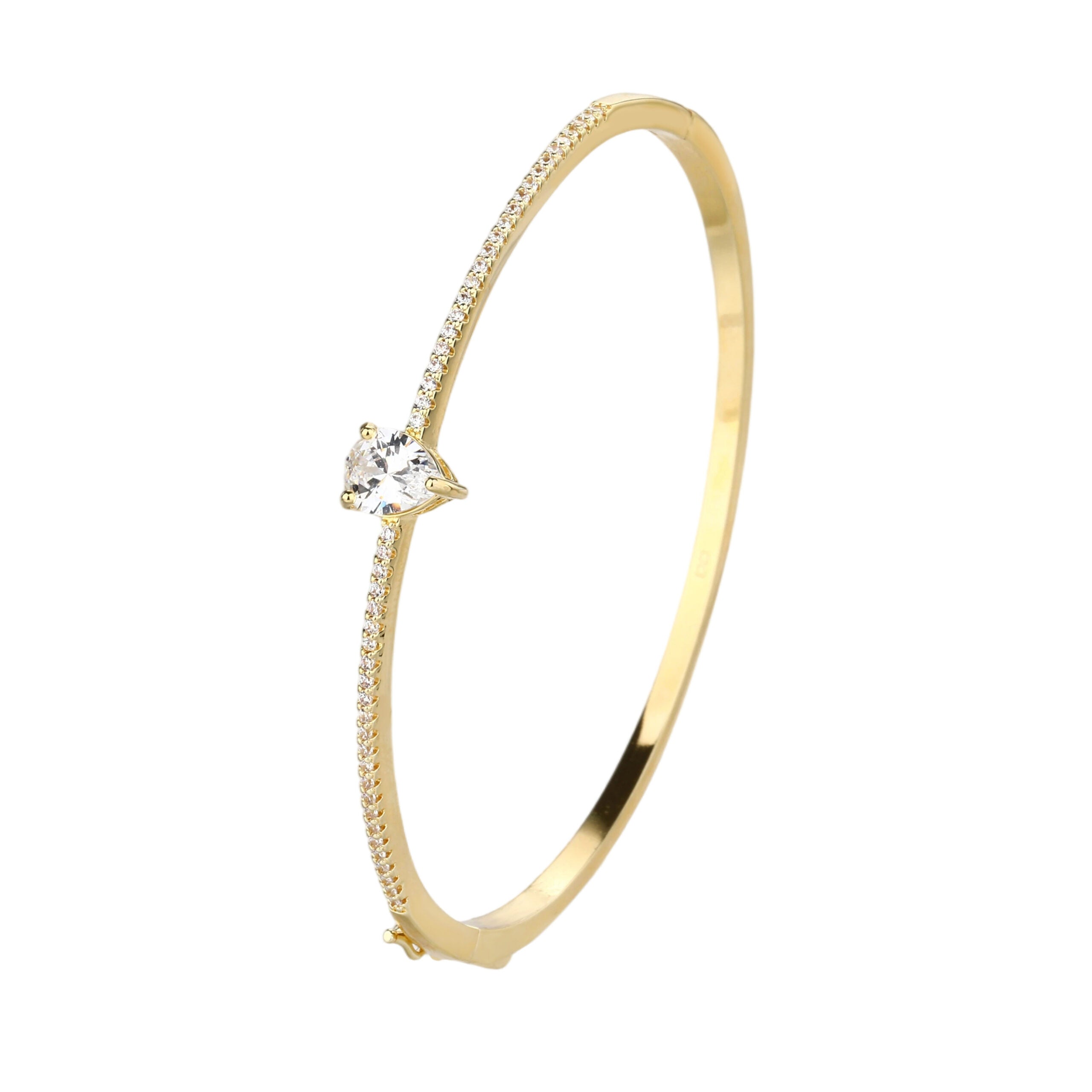 צמיד זהב קשיח טיפה עם שיבוץ