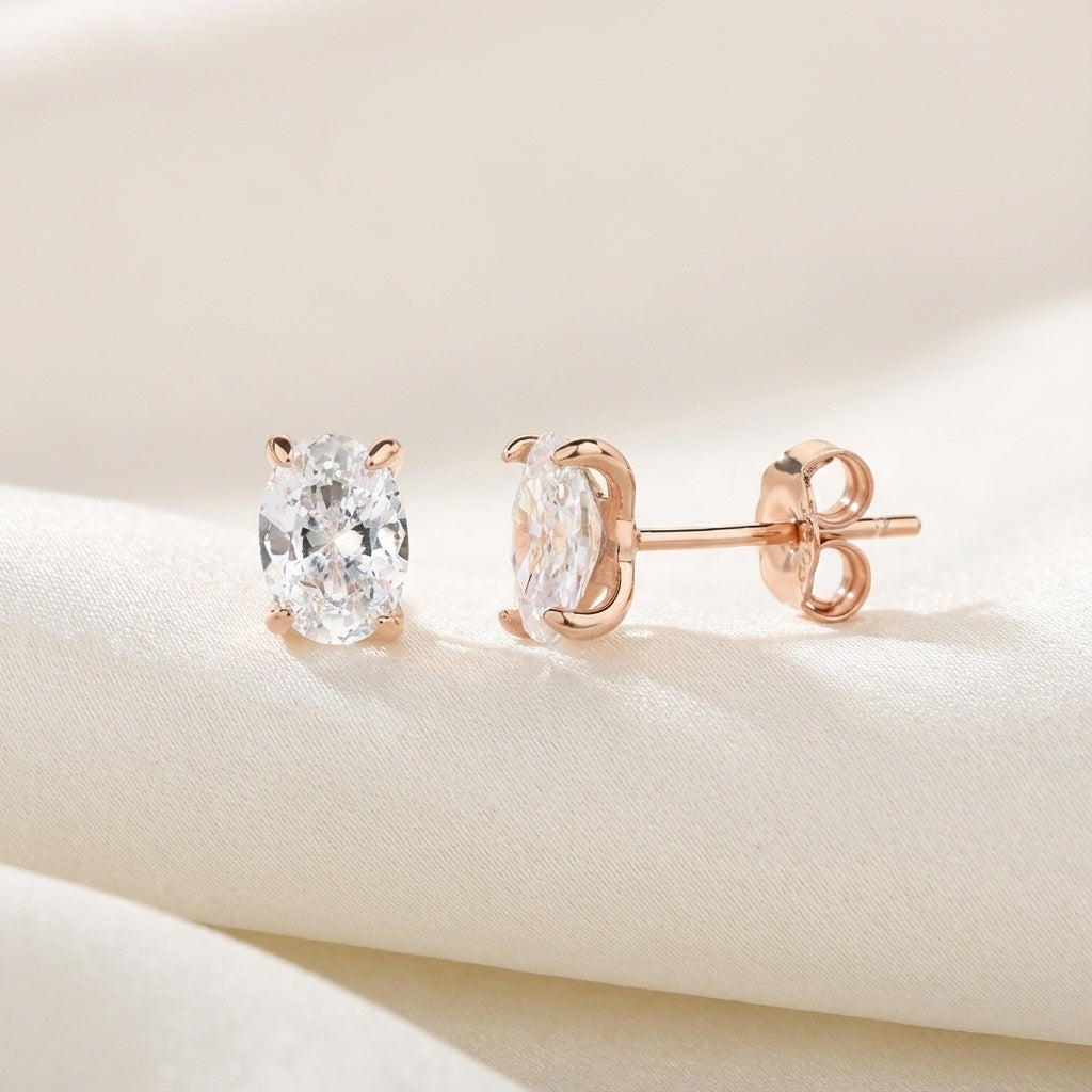 עגיל רוזגולד אליפסה גדולה