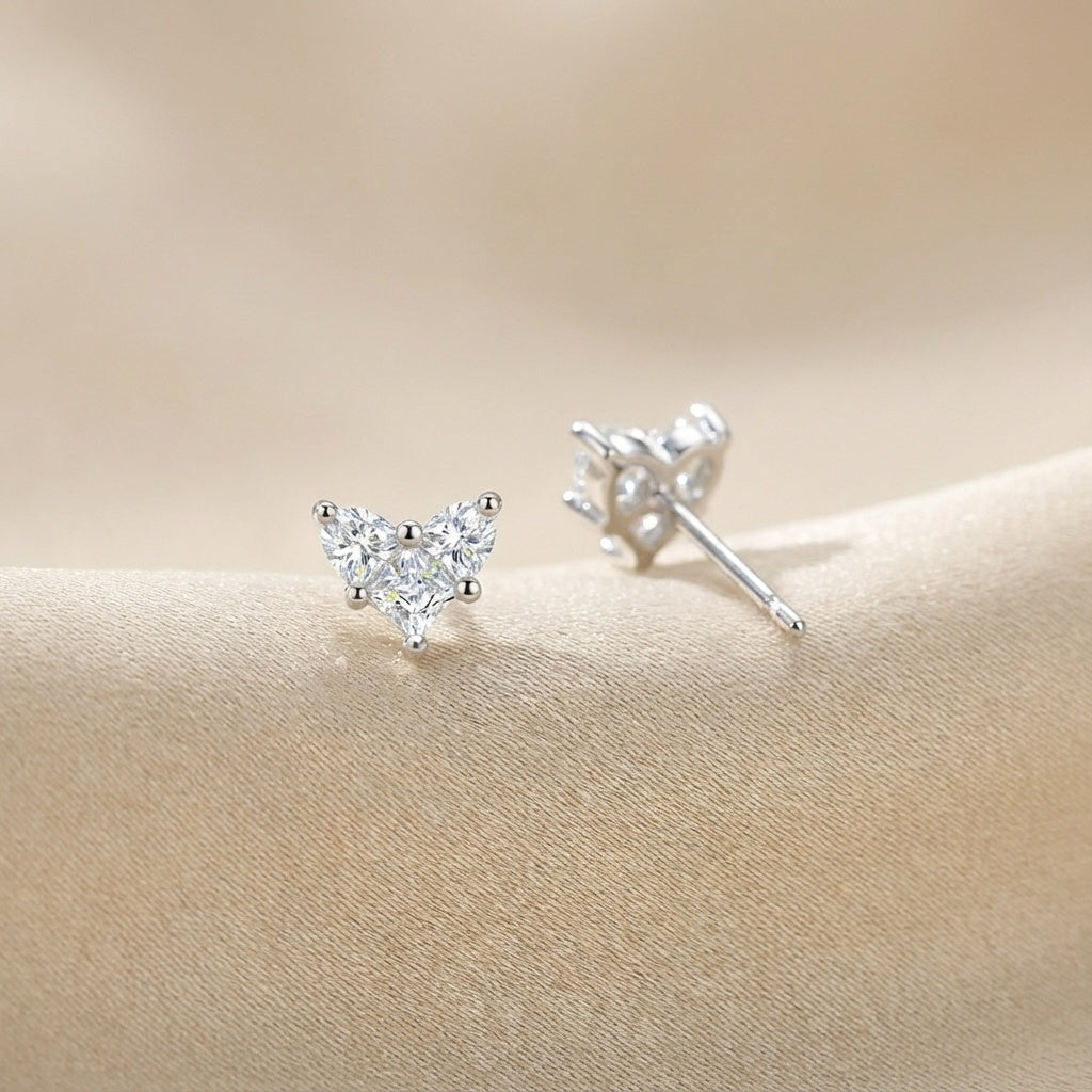 עגיל כסף צמוד צורת לב