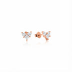 עגיל רוזגולד צורת לב עם אבנים