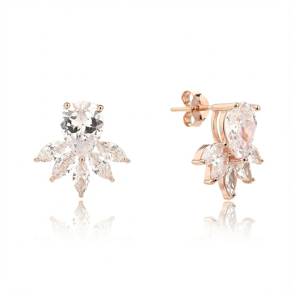 עגיל רוזגולד צמוד עם אבנים משובצות