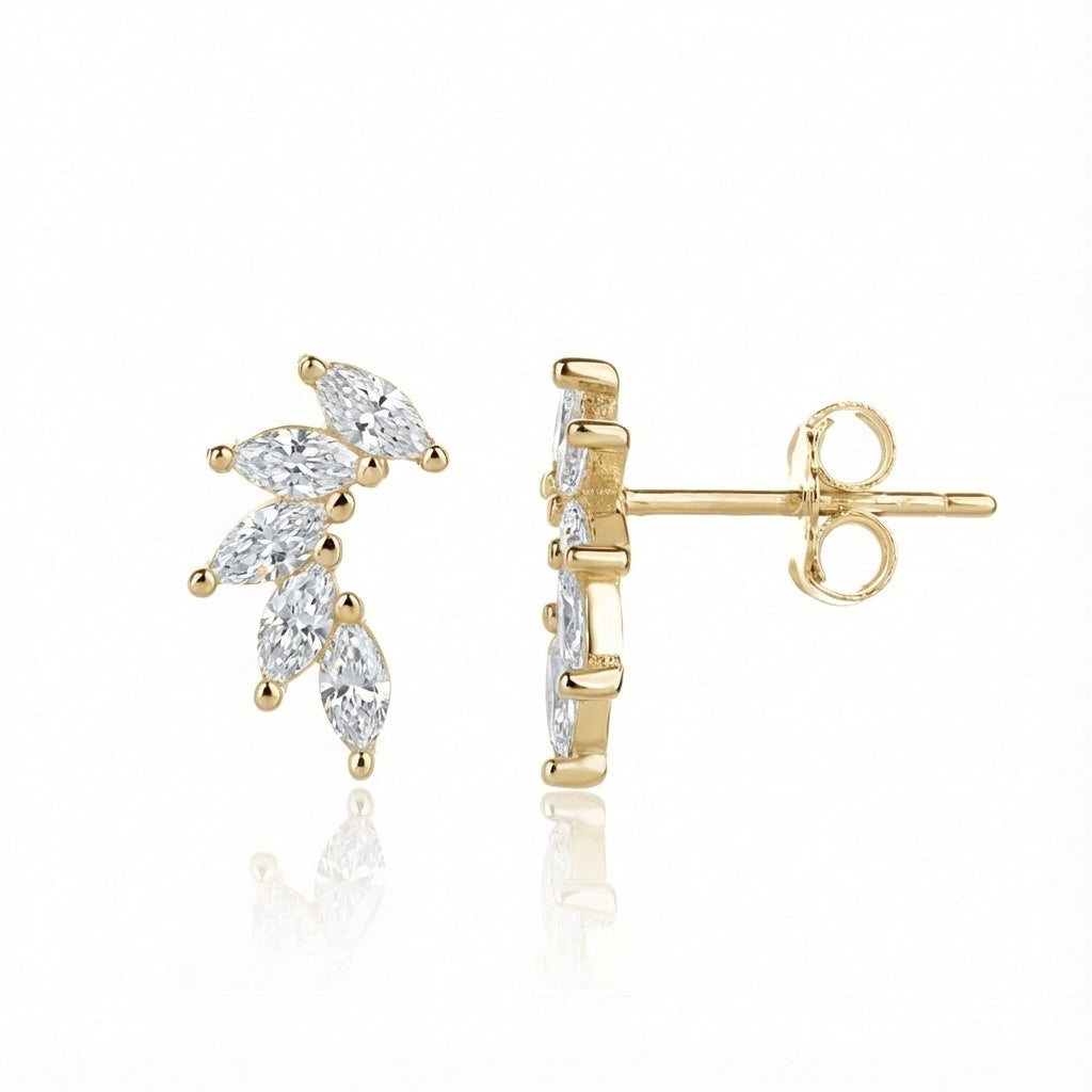 עגיל זהב צמוד אבנים קטנות