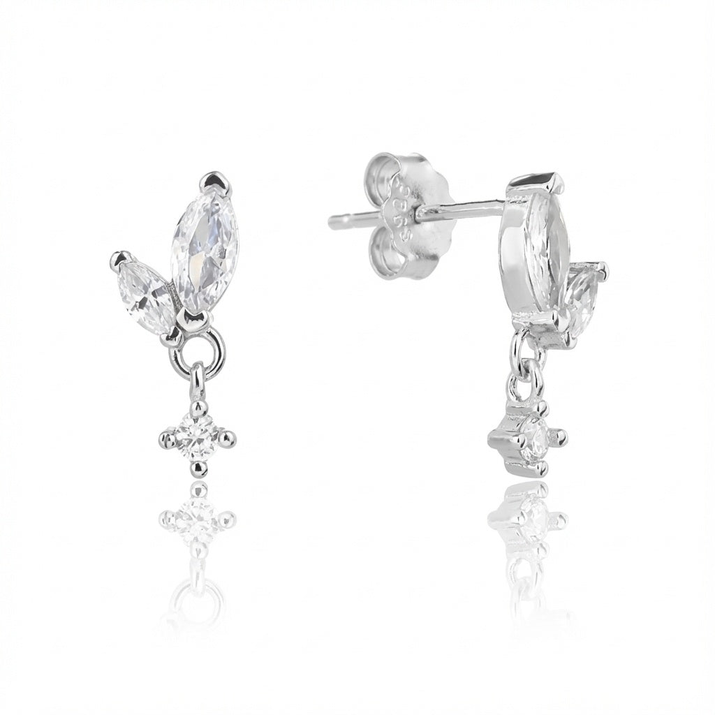 עגיל כסף צמוד עם אבנים קטנות