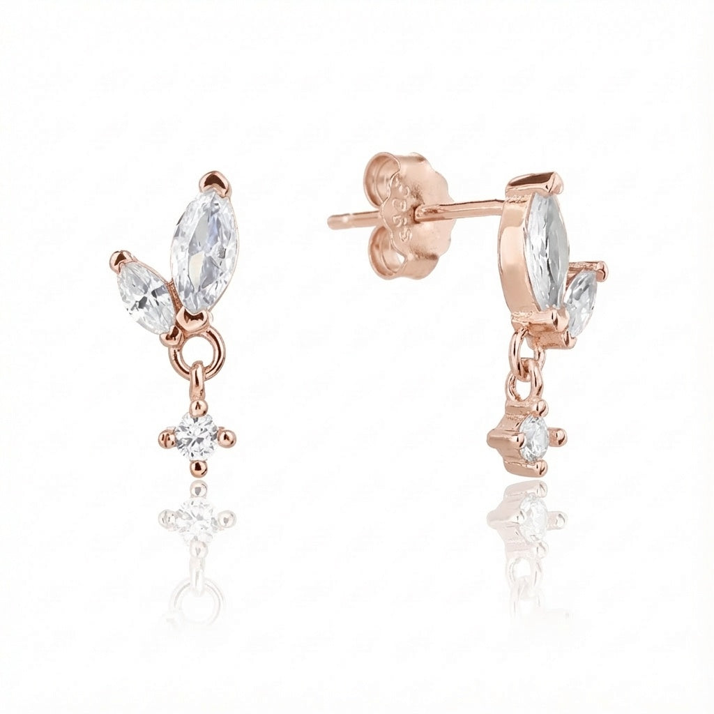 עגיל רוזגולד צמוד עם אבנים קטנות